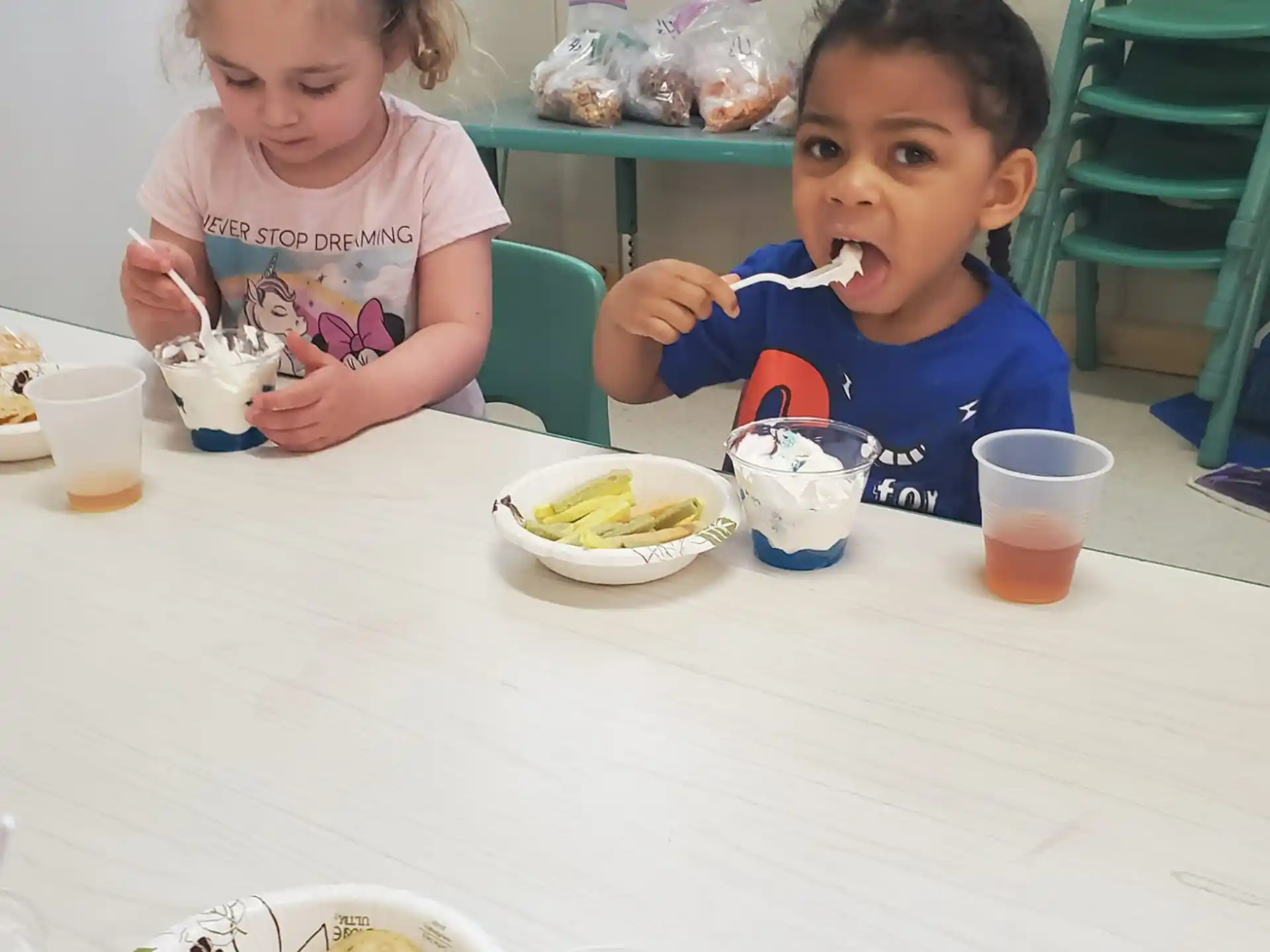 kids eating at a table