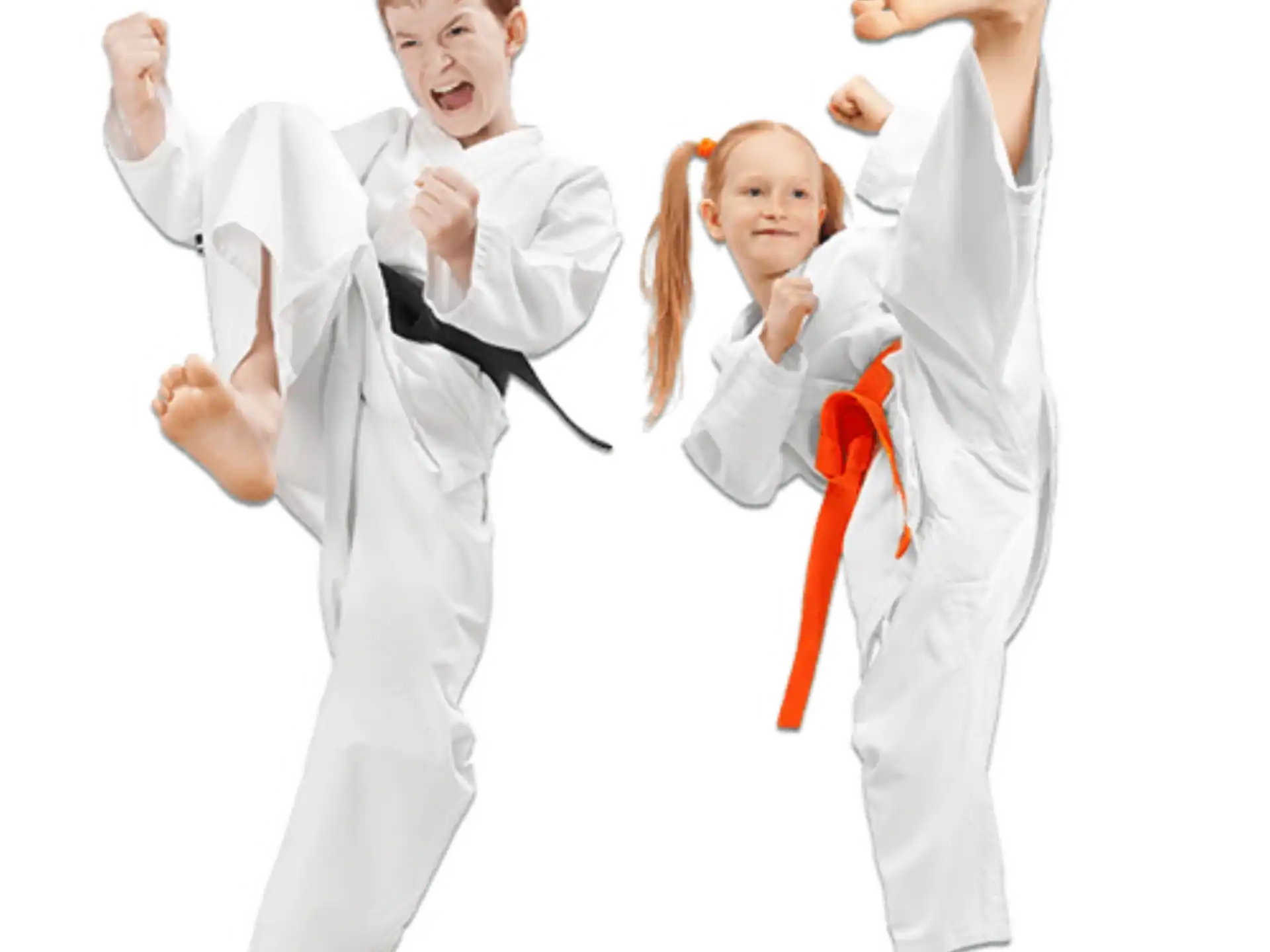 a group of people in white karate uniforms