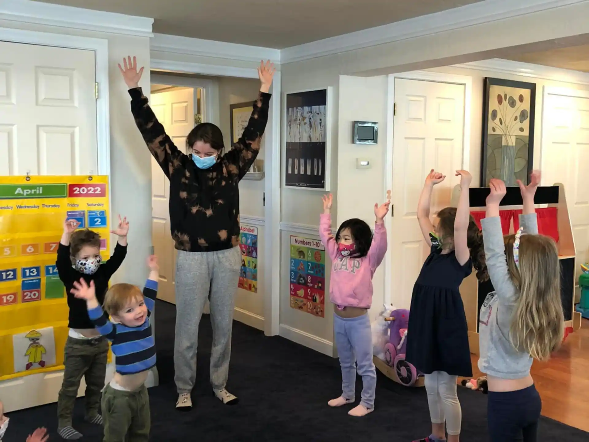 a group of children in a room