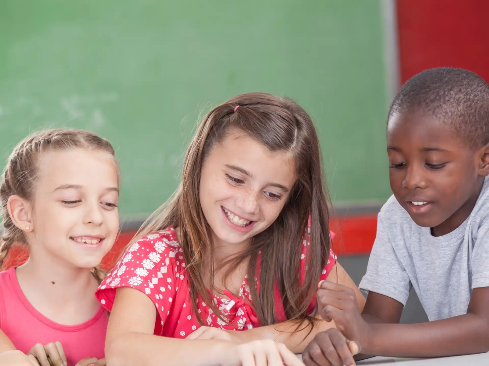 a group of children smiling