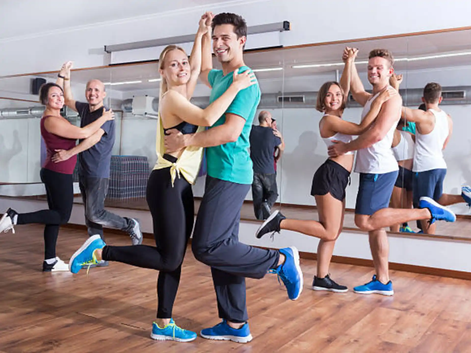 a group of people exercising