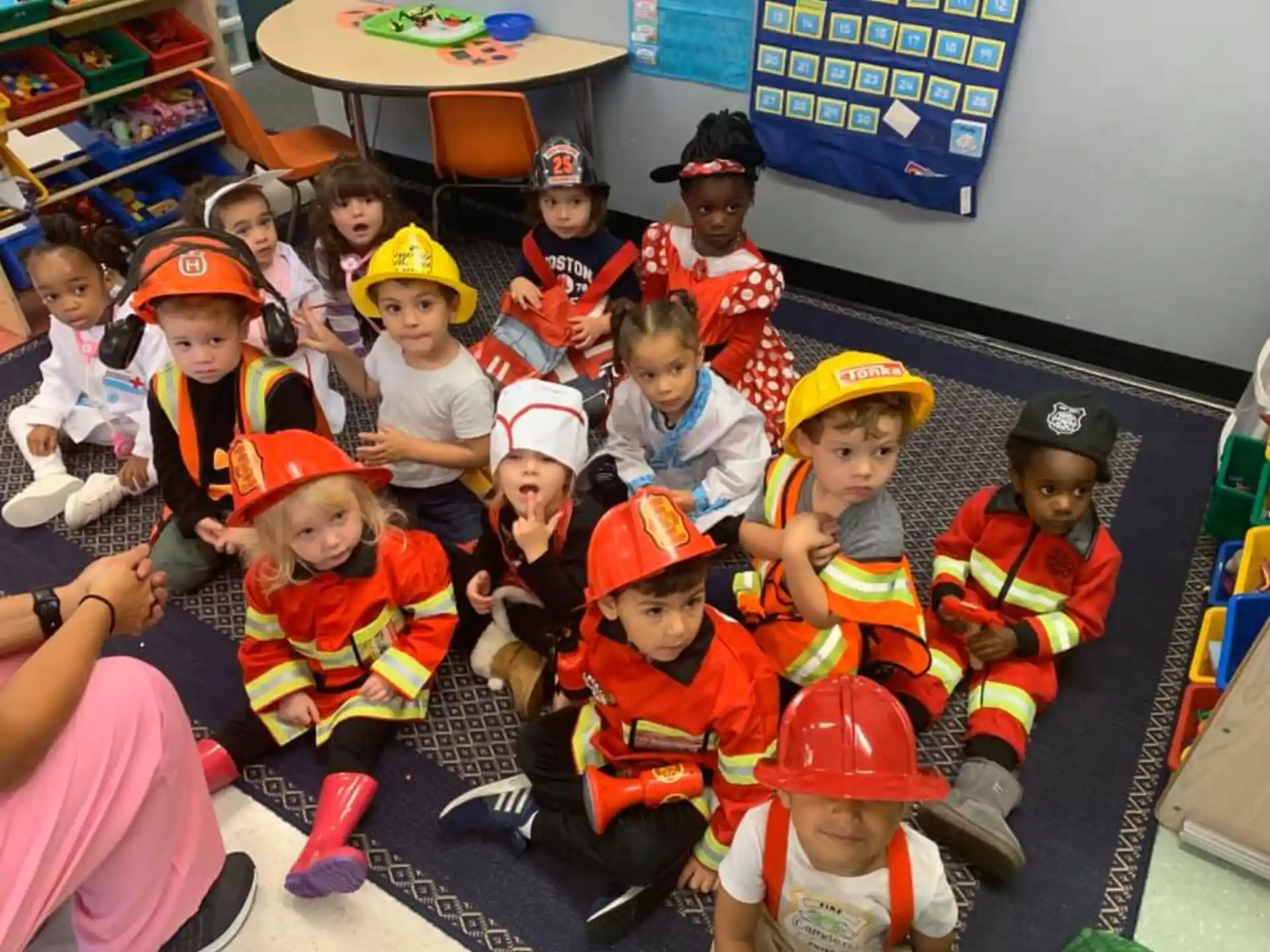 a group of children wearing hats