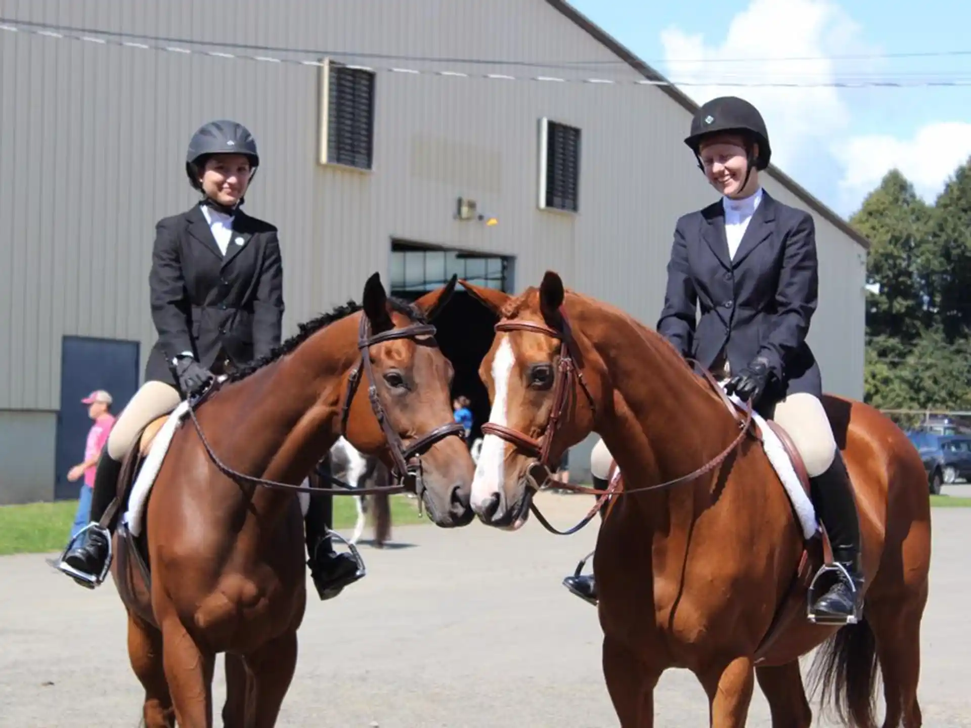 a group of people ride on horses