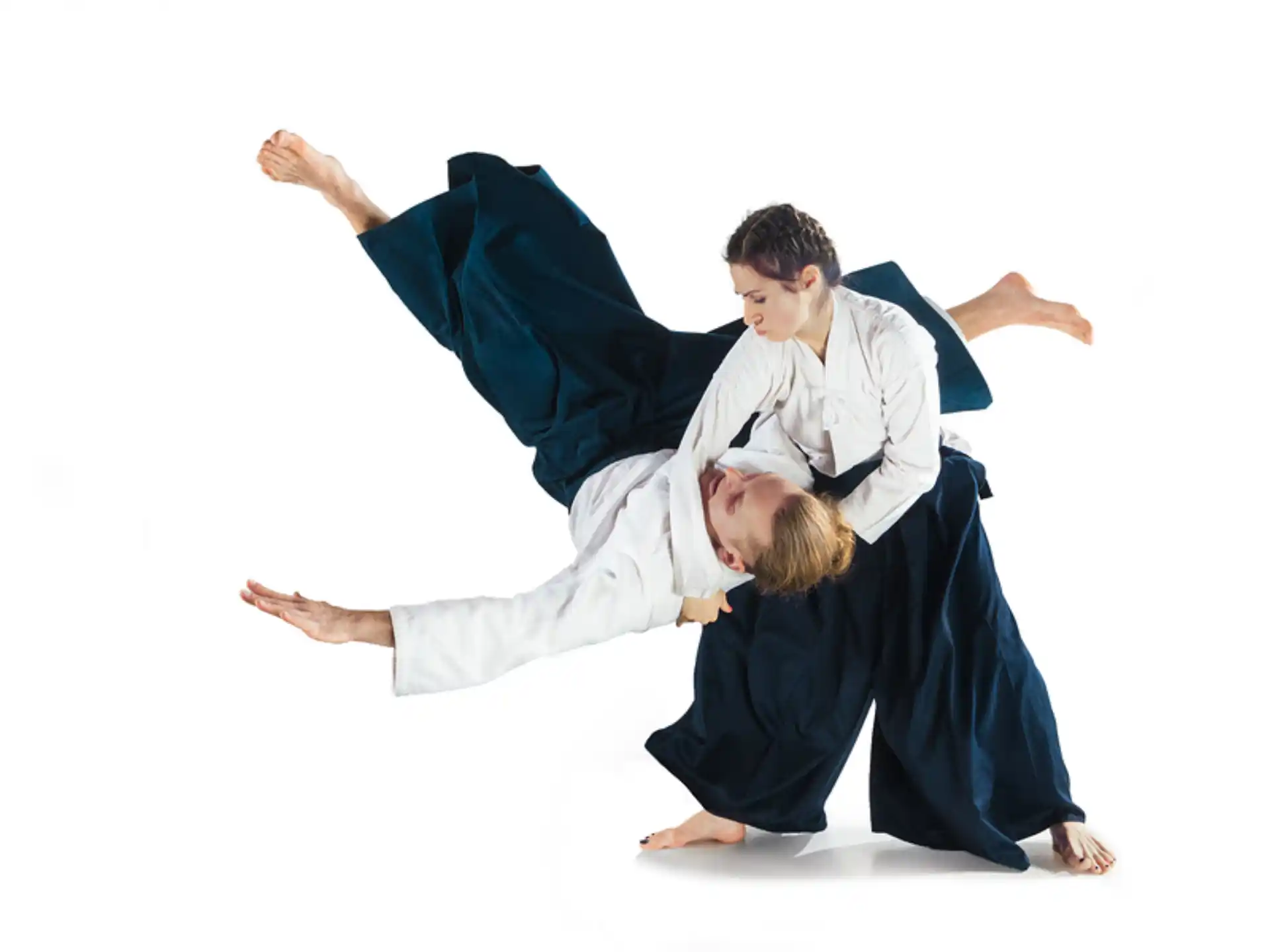 a man and a woman in black karate uniforms