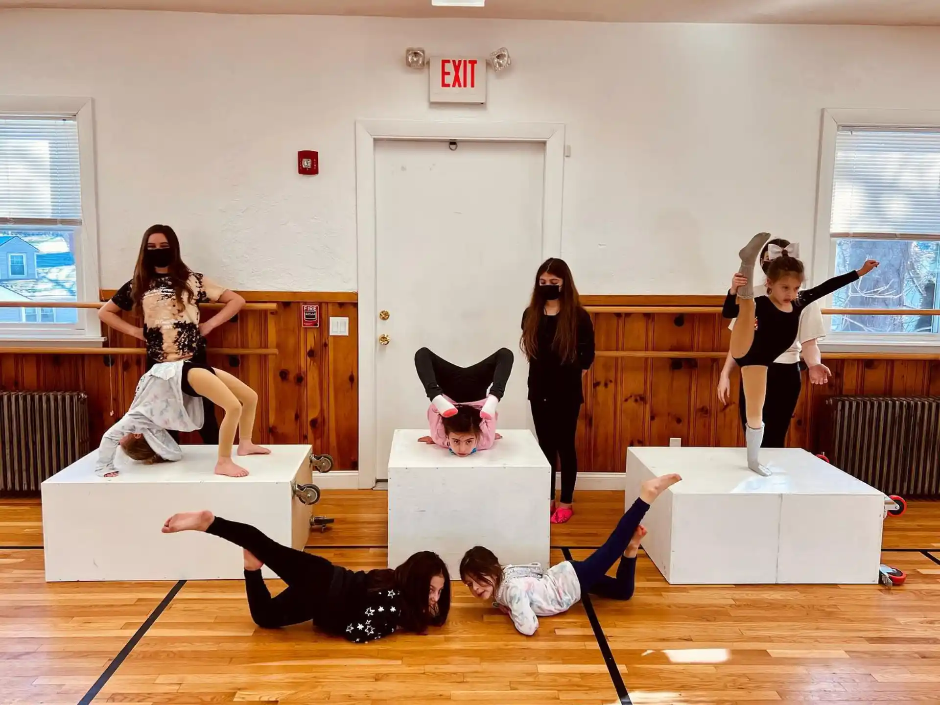 a group of people exercising