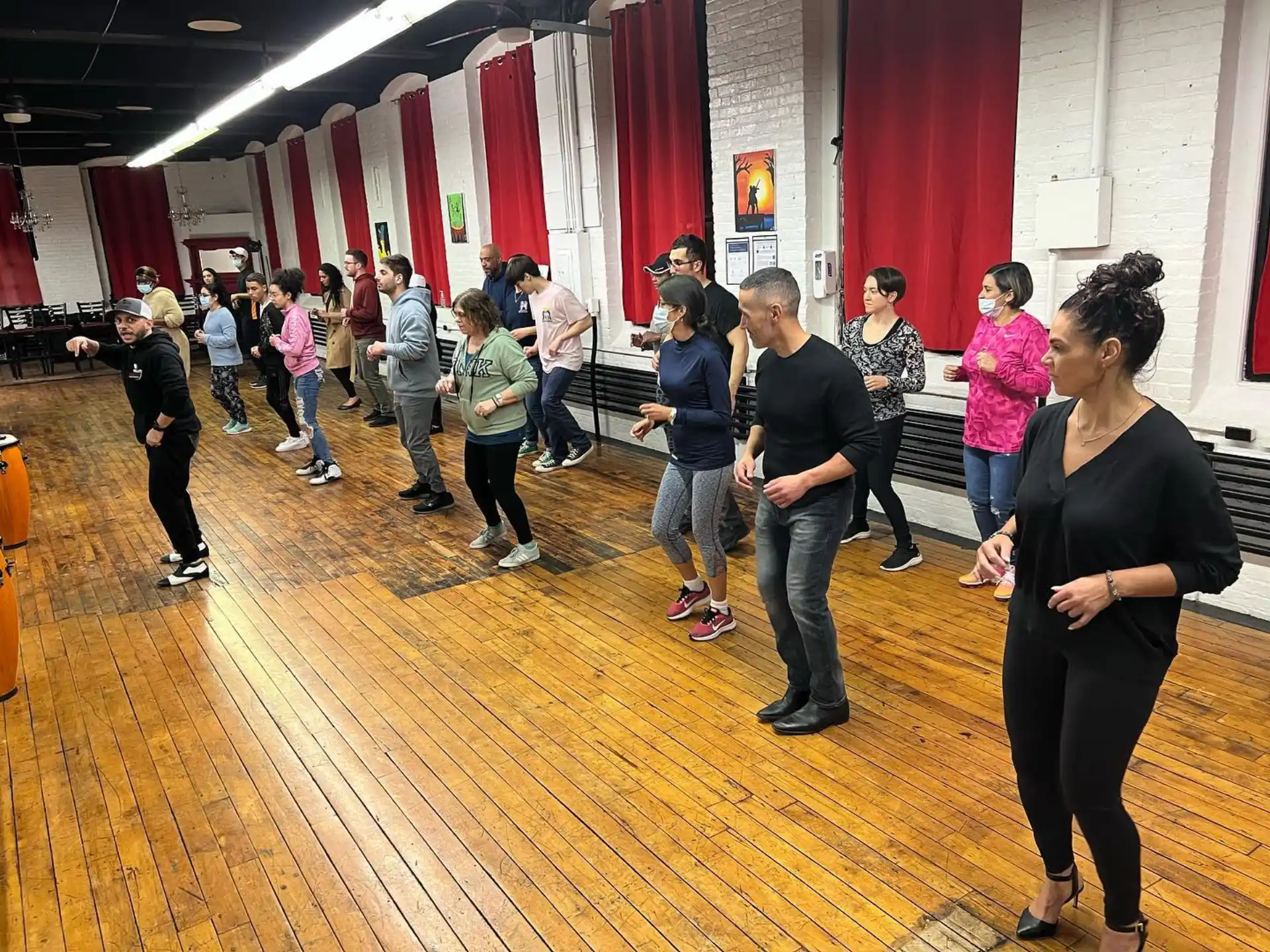 a group of people in a room
