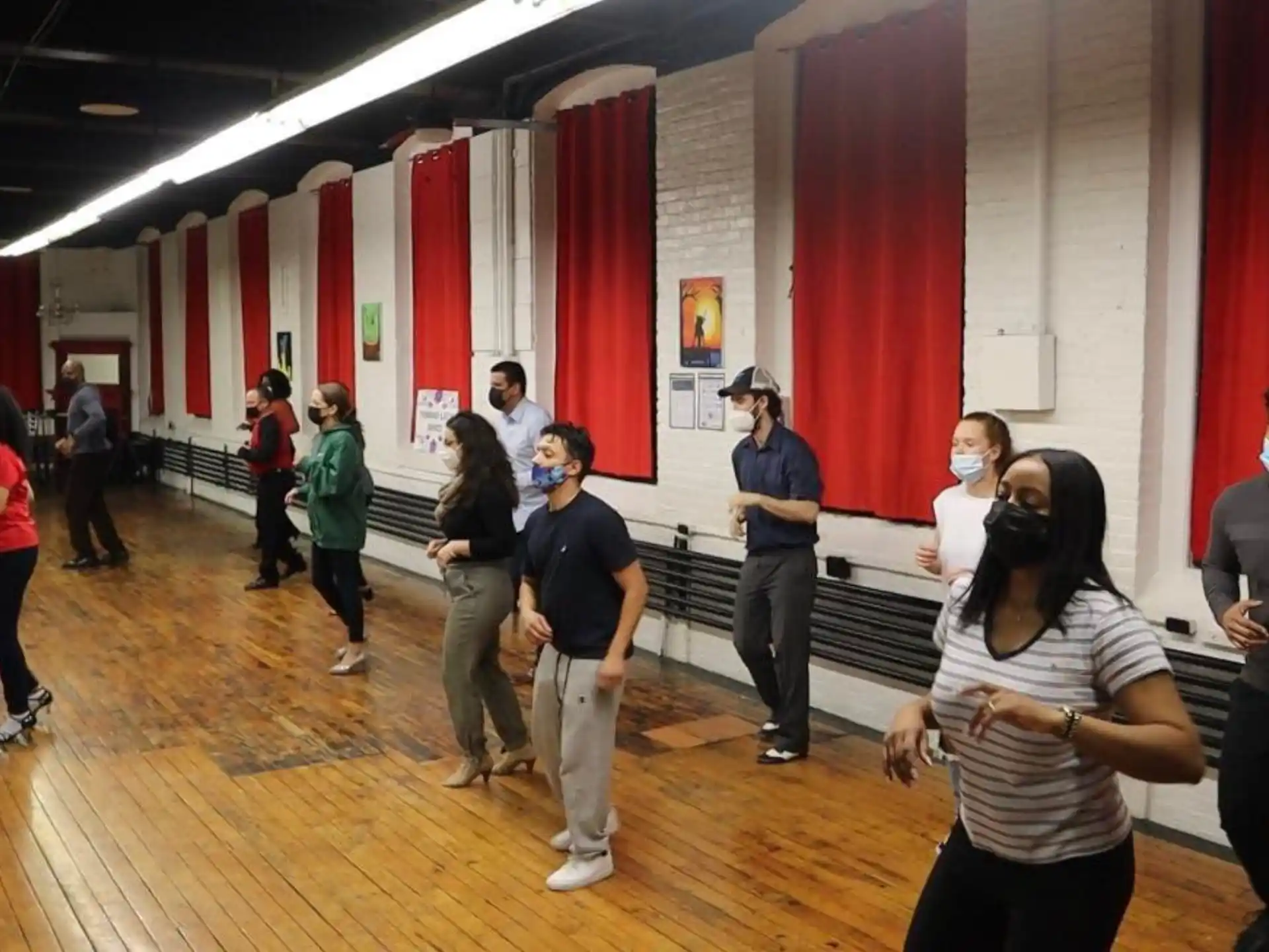 a group of people in a room