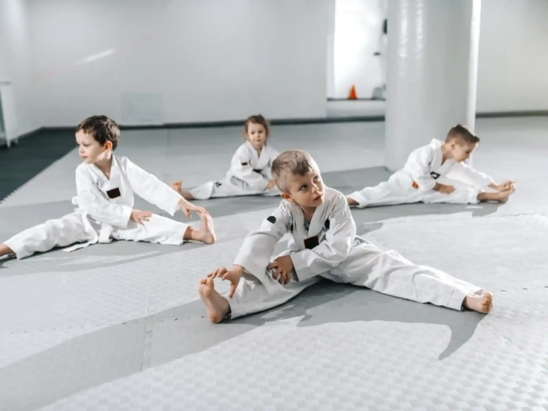 a group of people in karate uniforms