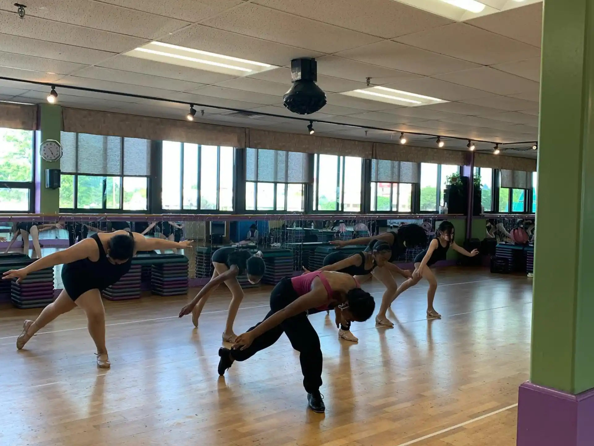 a group of people exercising