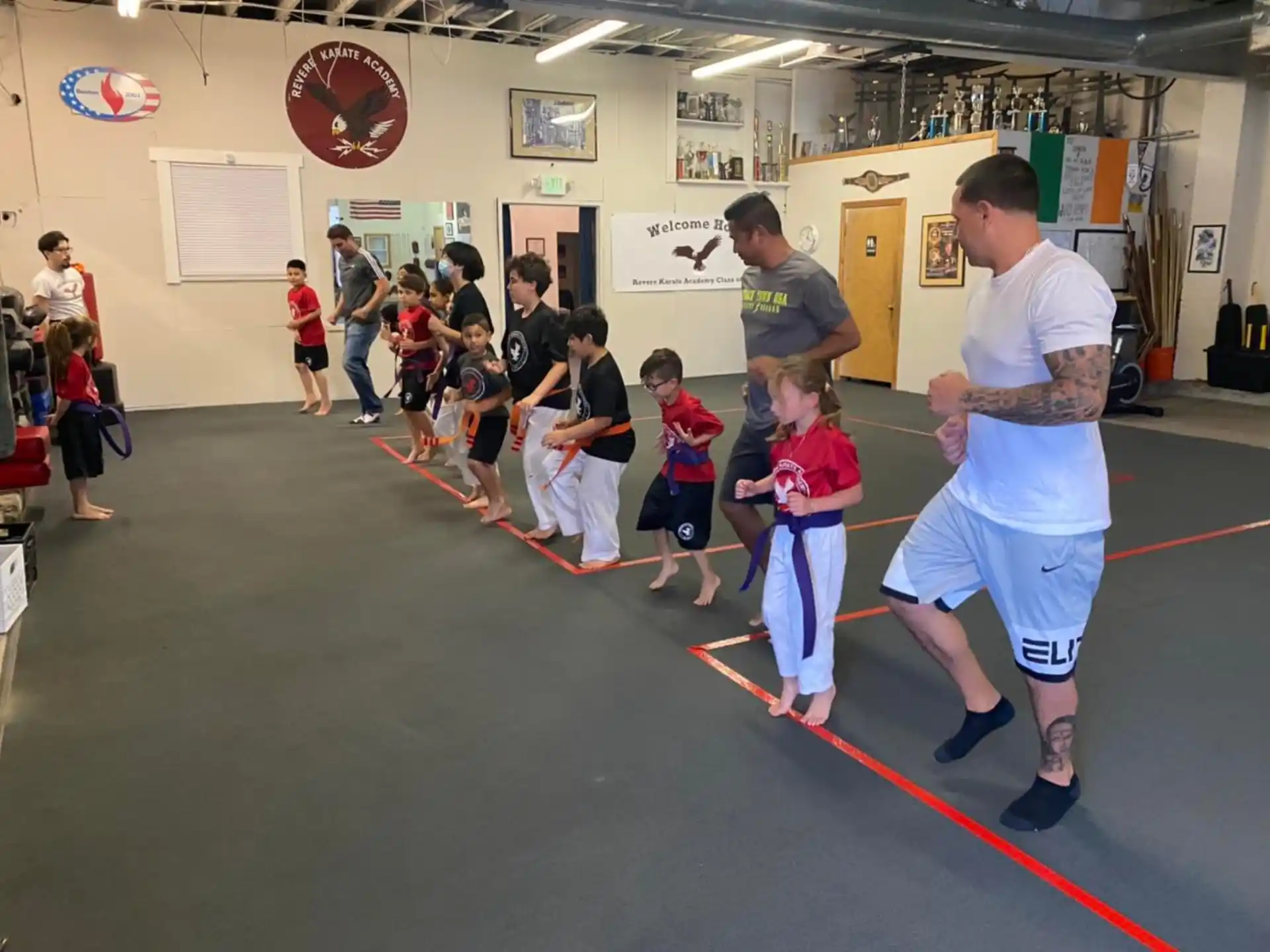 a group of children in a gym