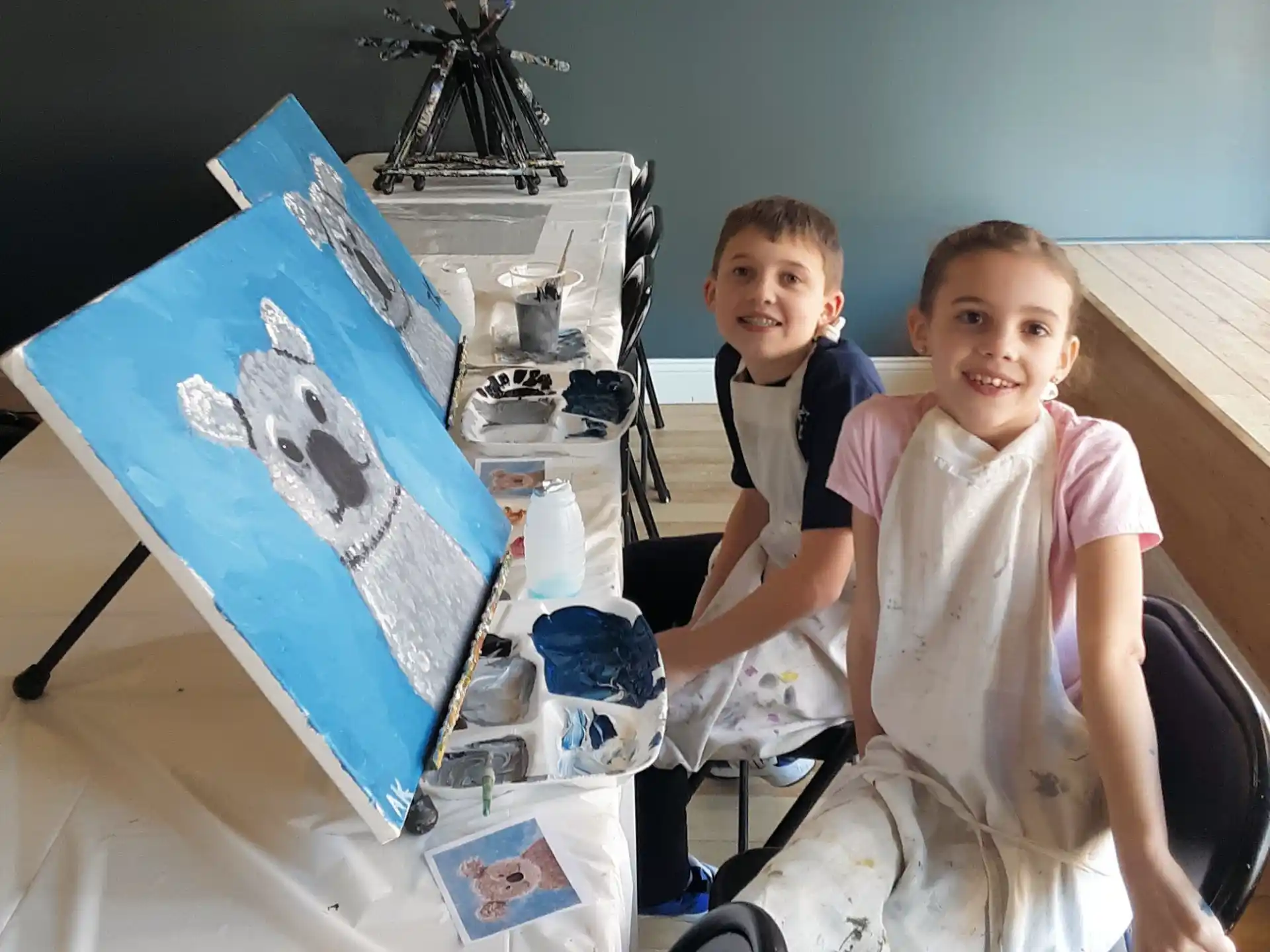 a couple of children in a room