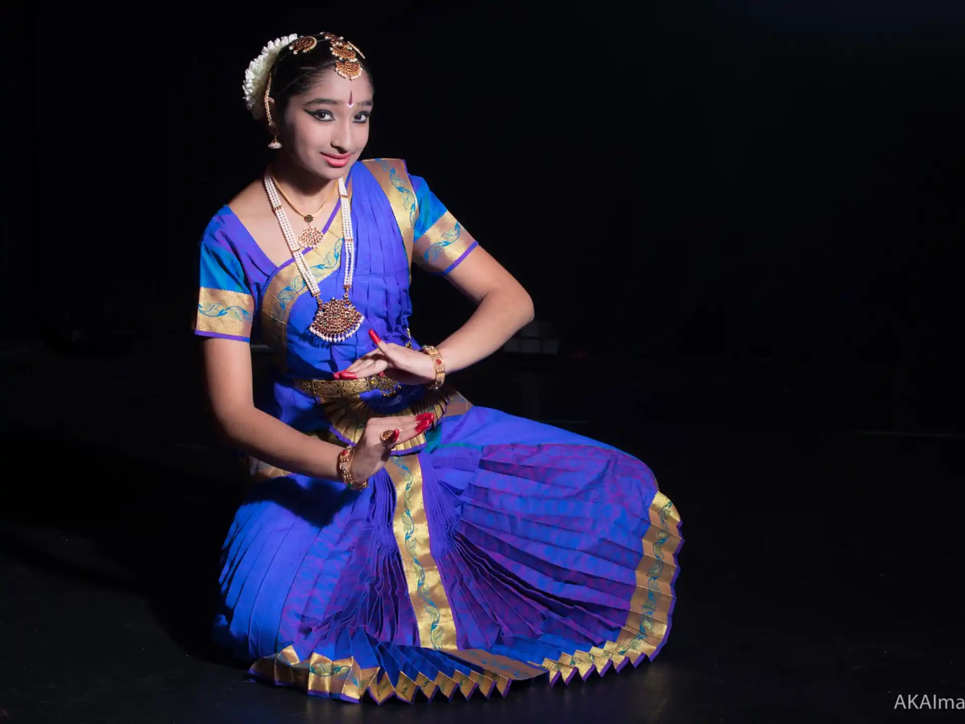 a person in a blue dress