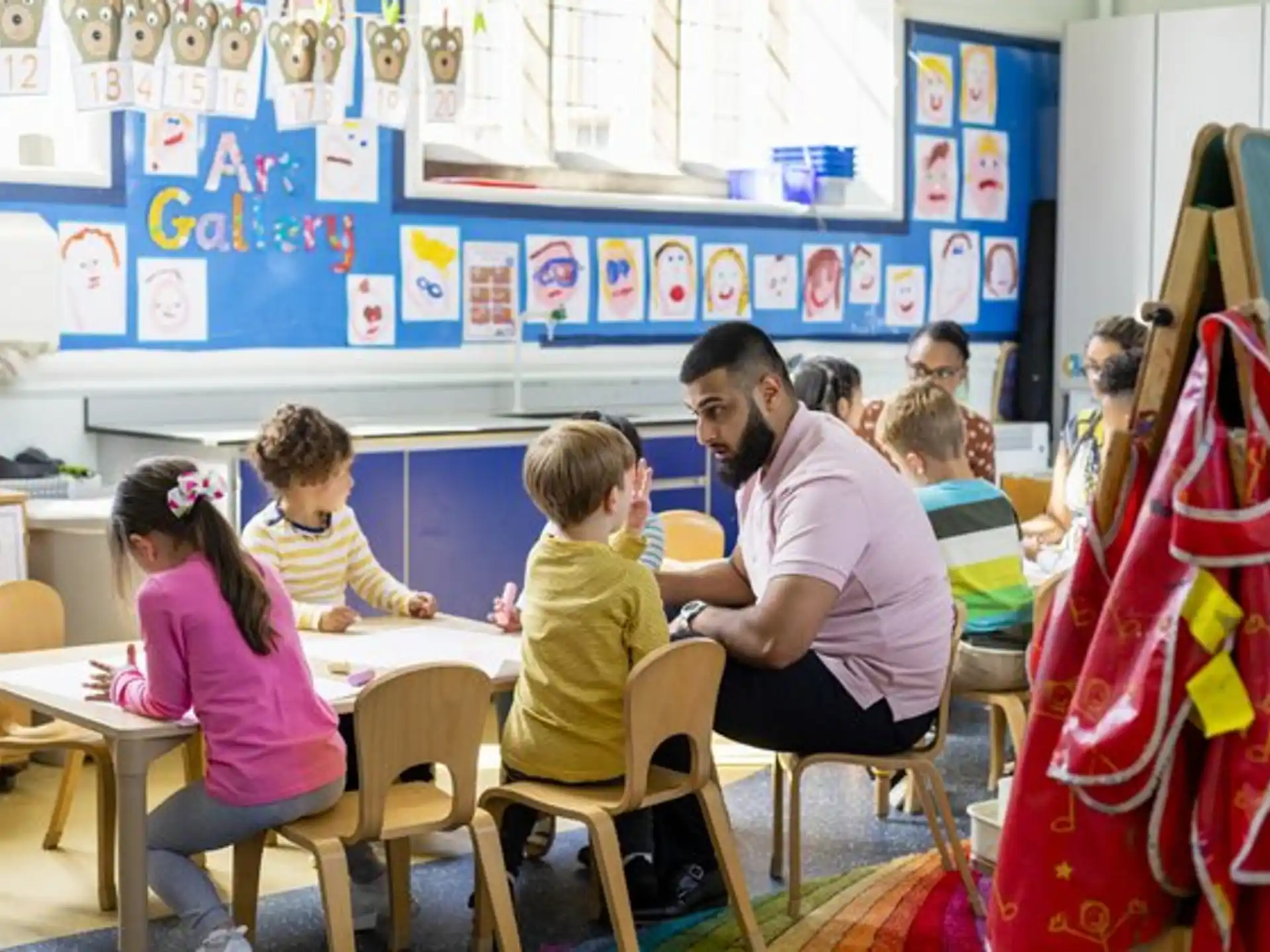 a group of children in a classroom