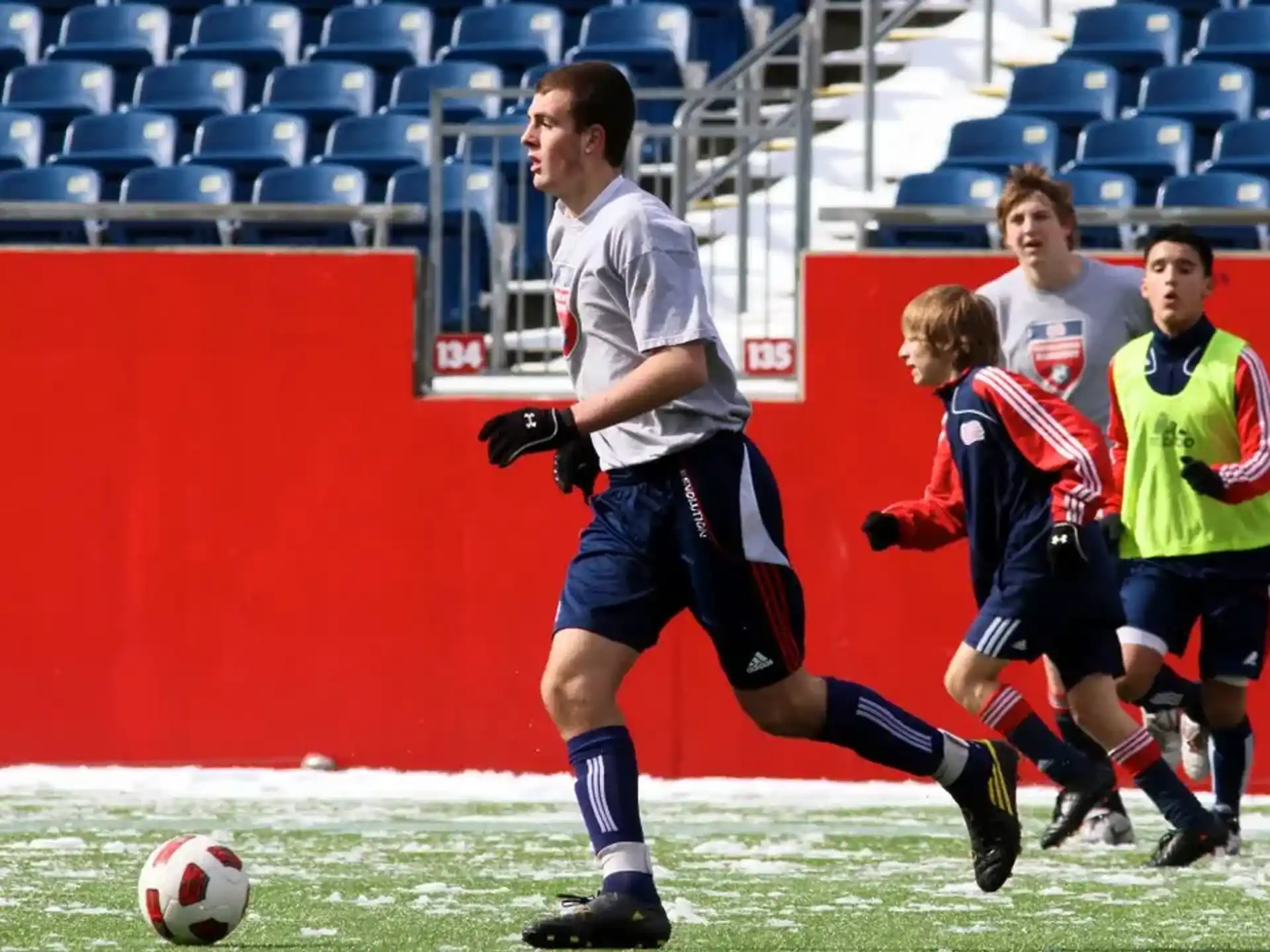 a group of men playing football