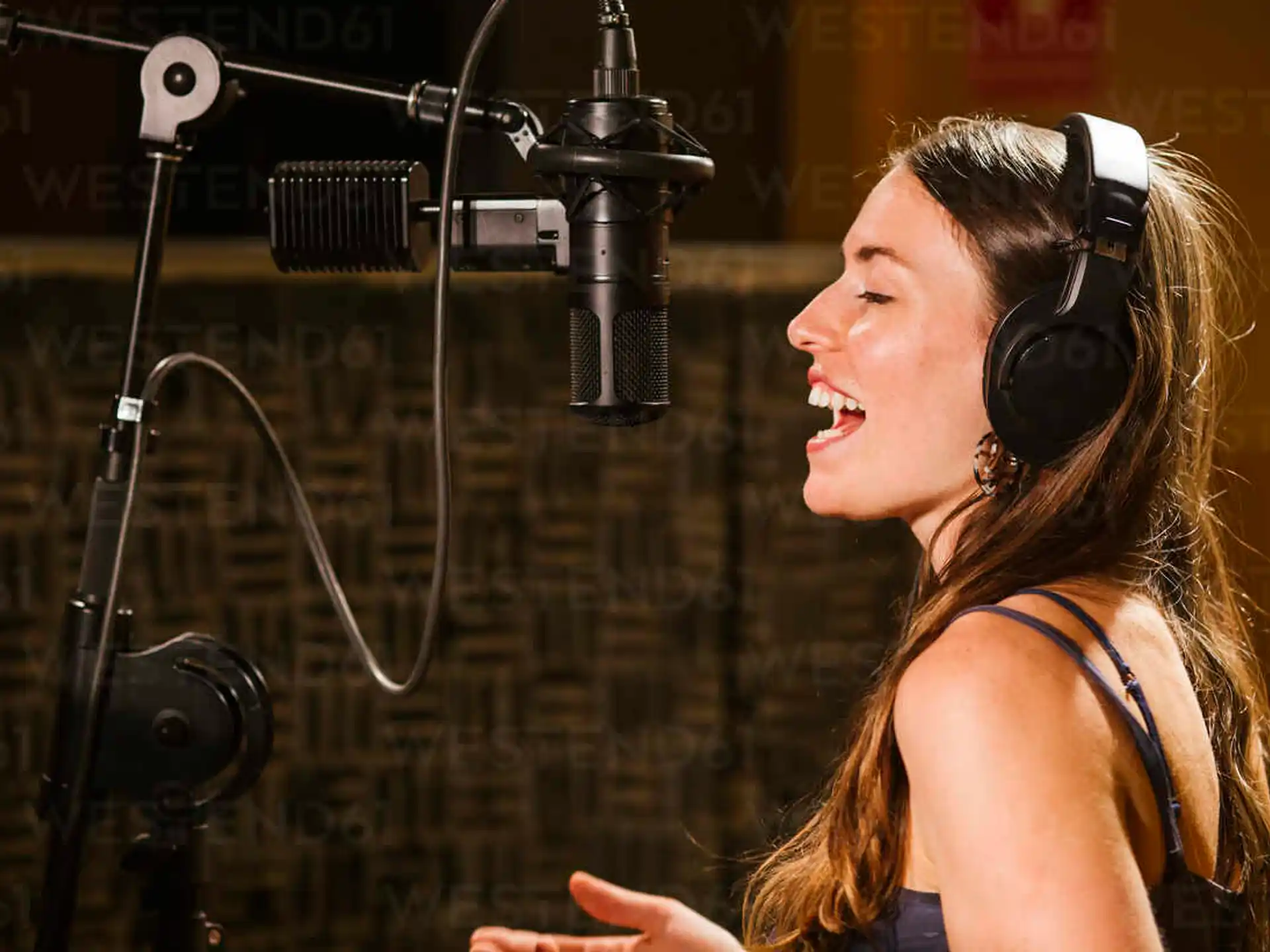 a woman wearing headphones