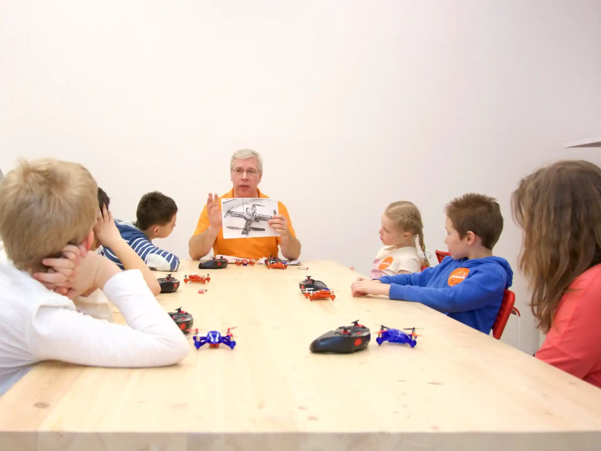 a group of people sitting around a table