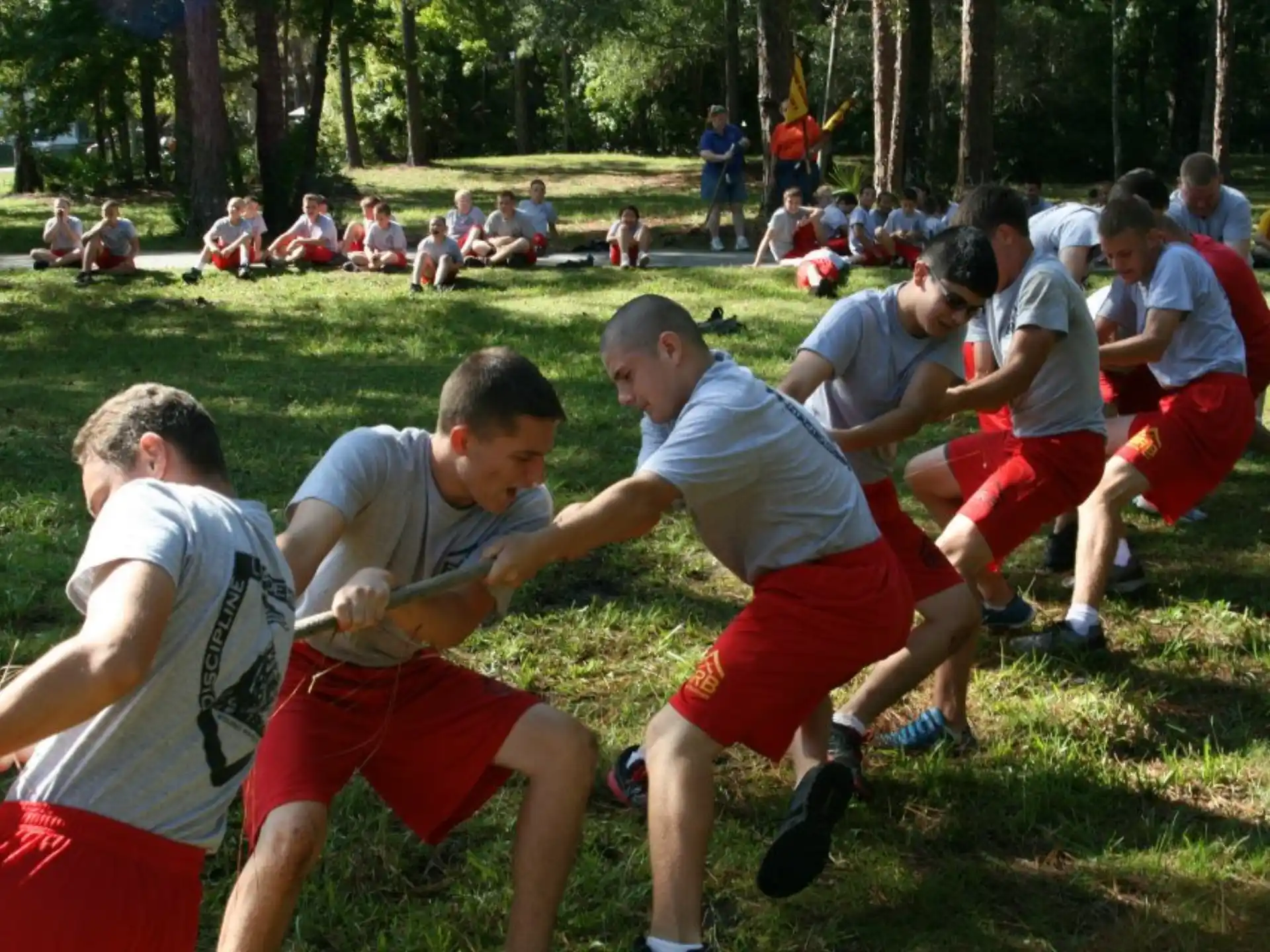 a group of people playing a game