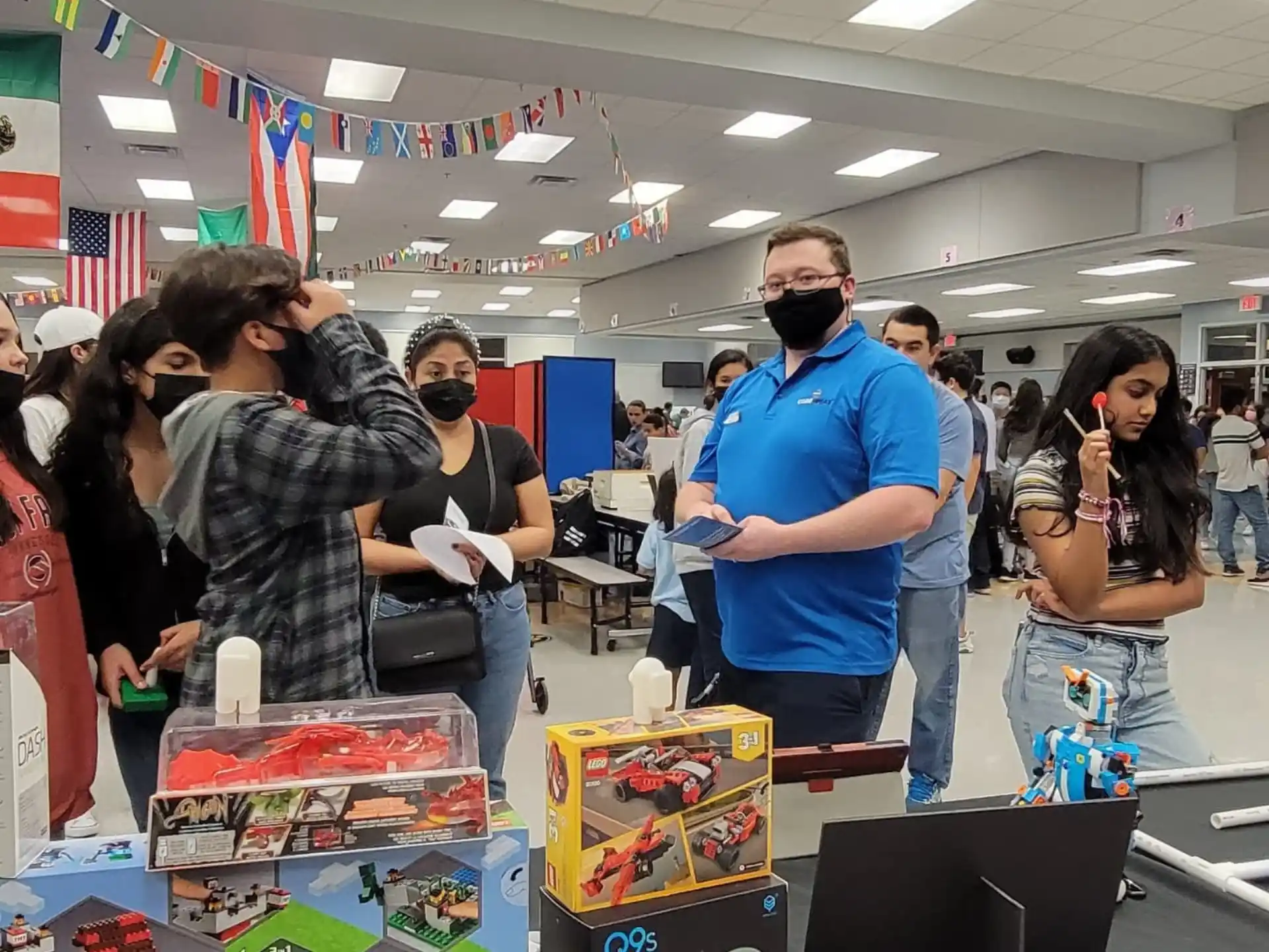 a group of people in a store