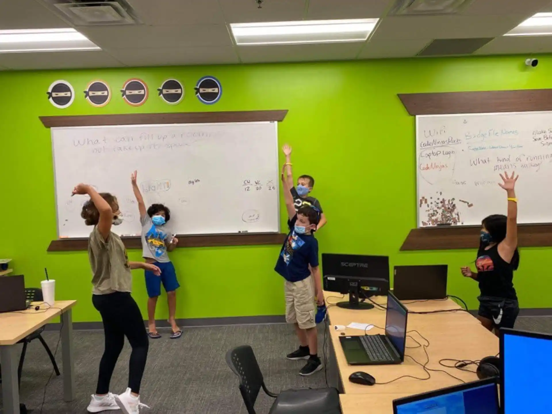 a group of people in a classroom