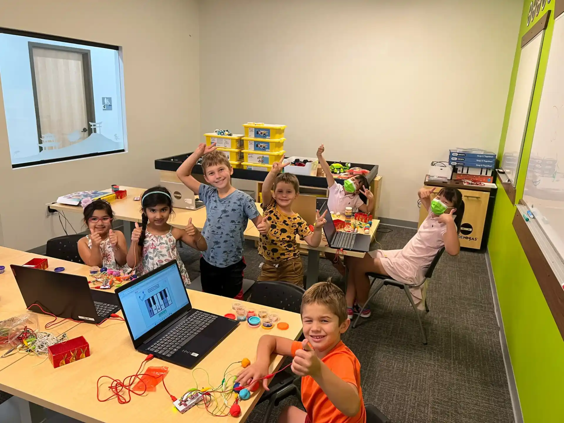 a group of children in a room