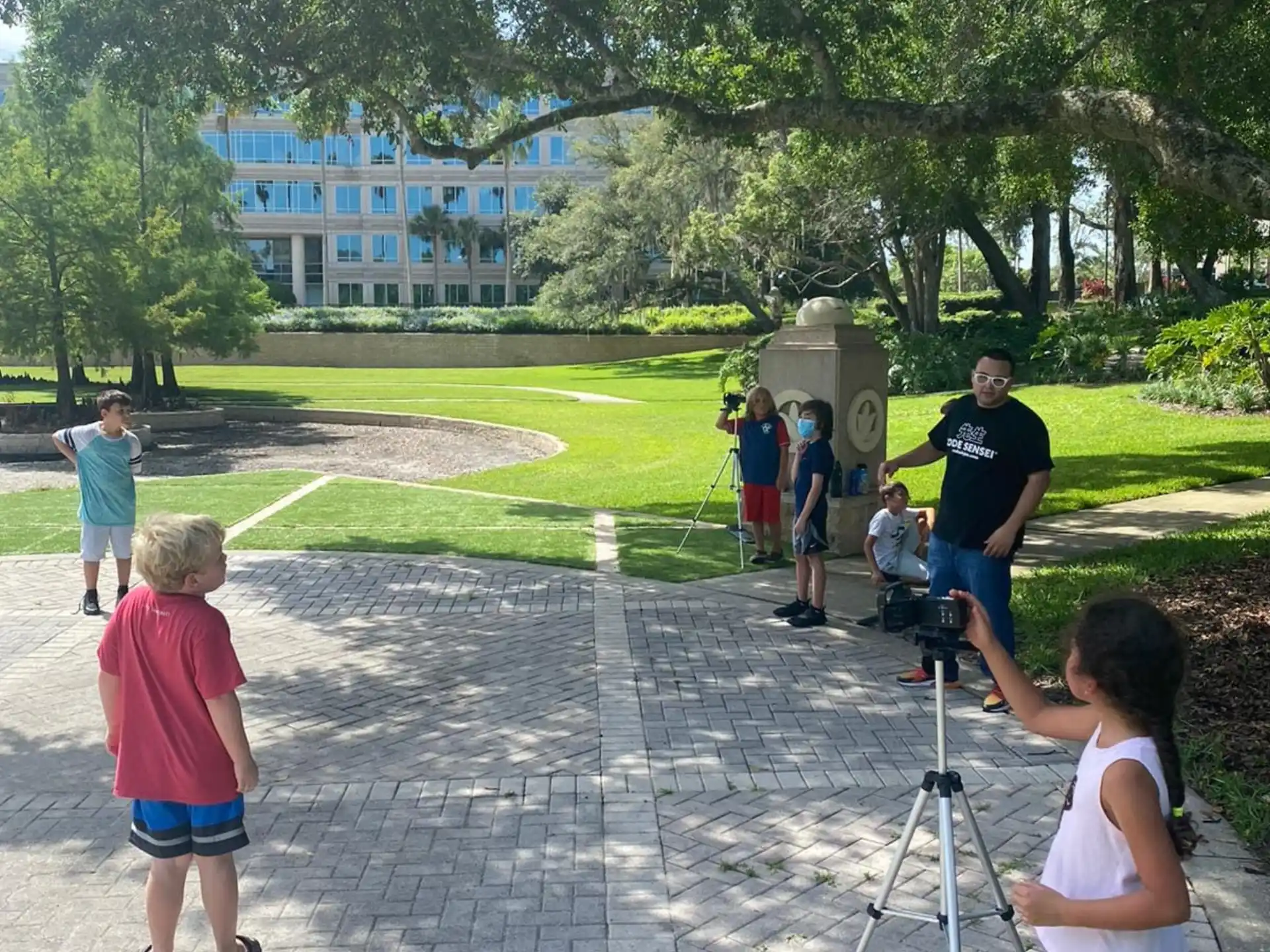 a group of people outside