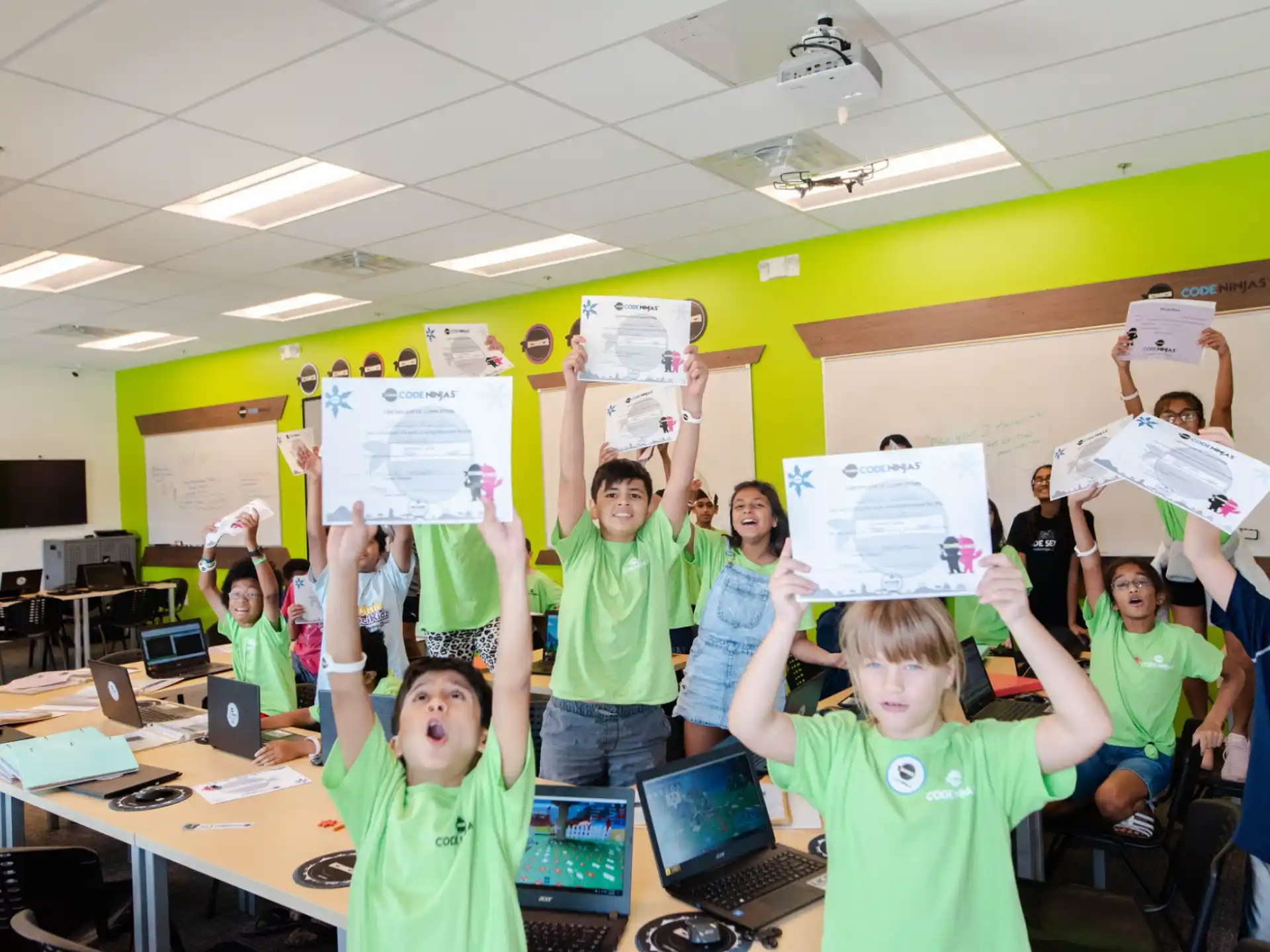 a group of children in a classroom