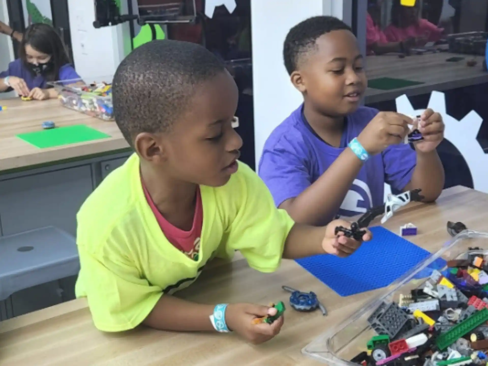 medium shot of kids playing with toys