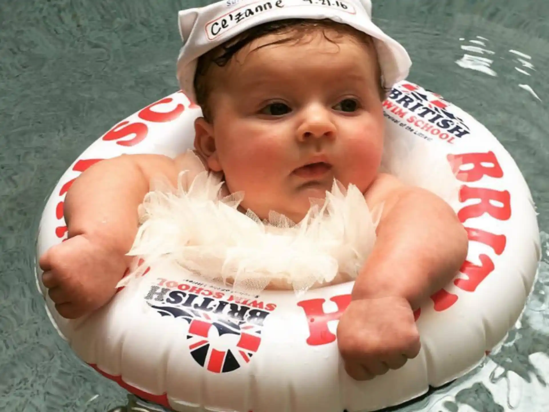 a baby in a floaty