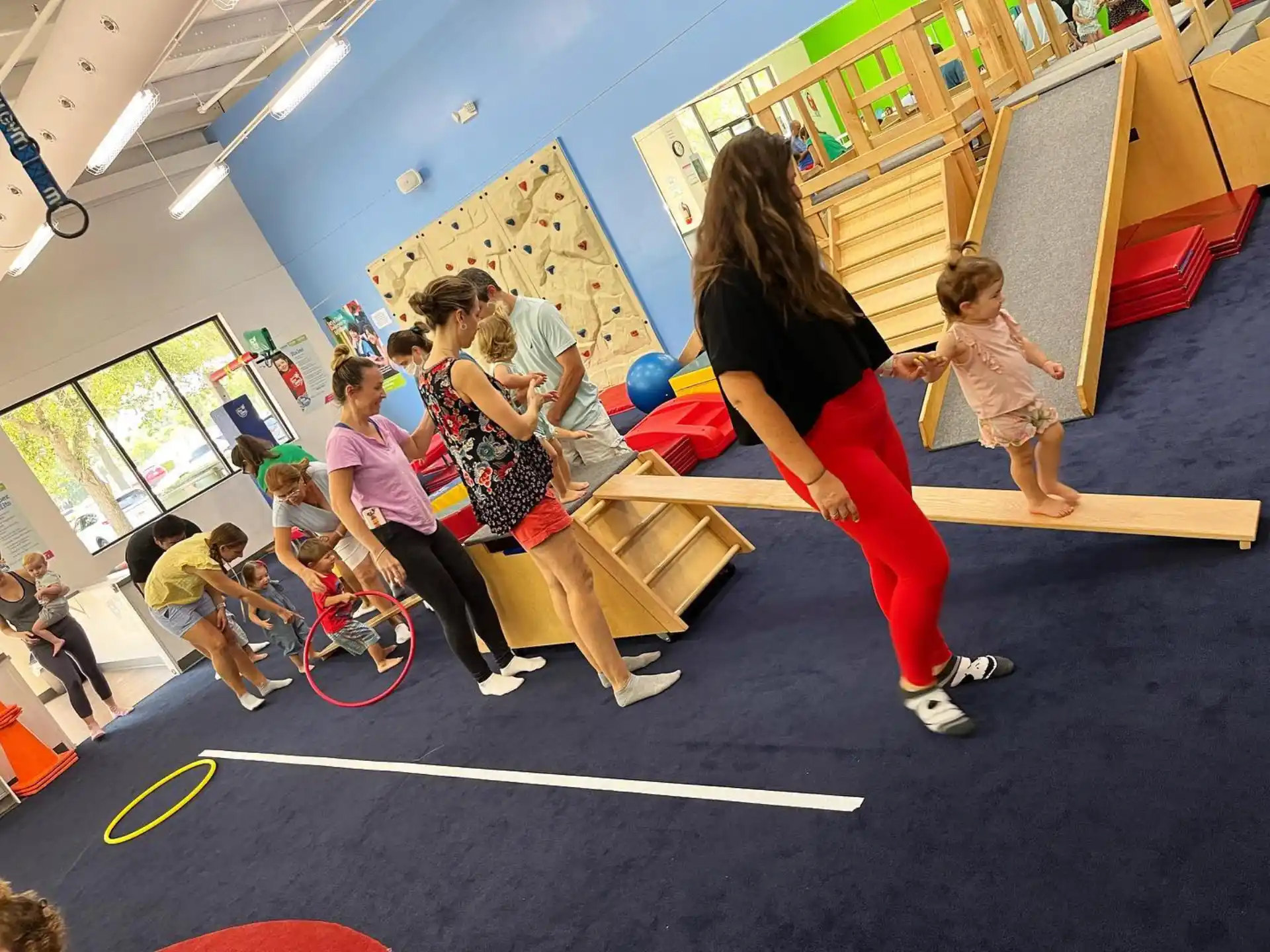 a group of people exercising