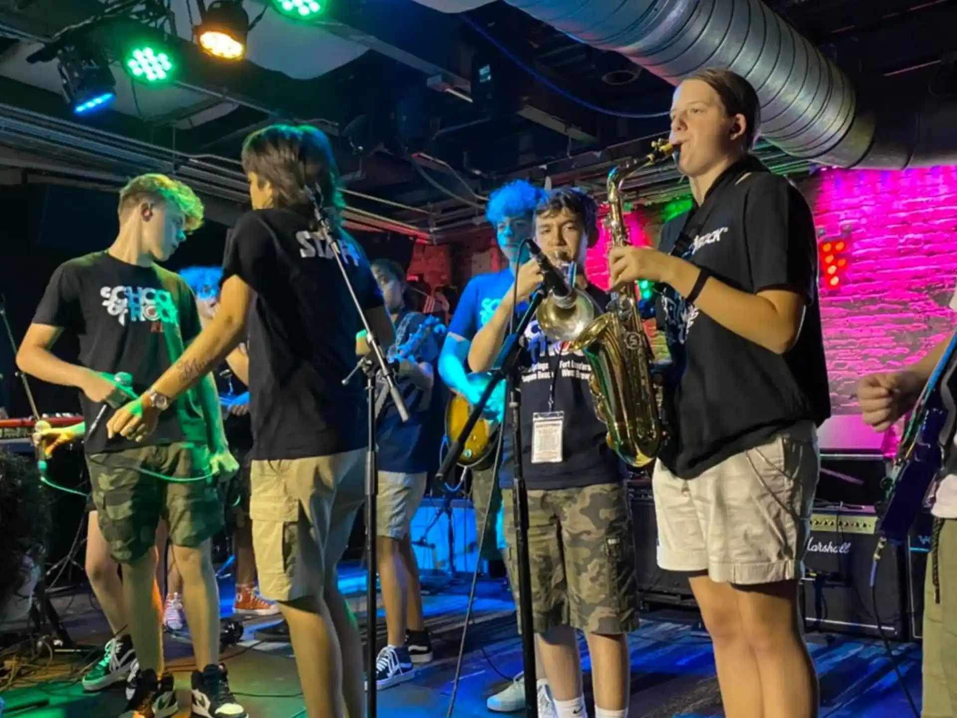 a group of people playing instruments