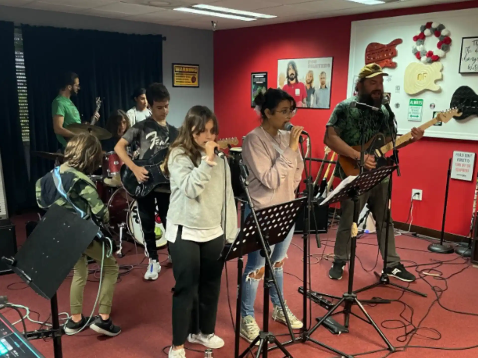 a group of people playing instruments