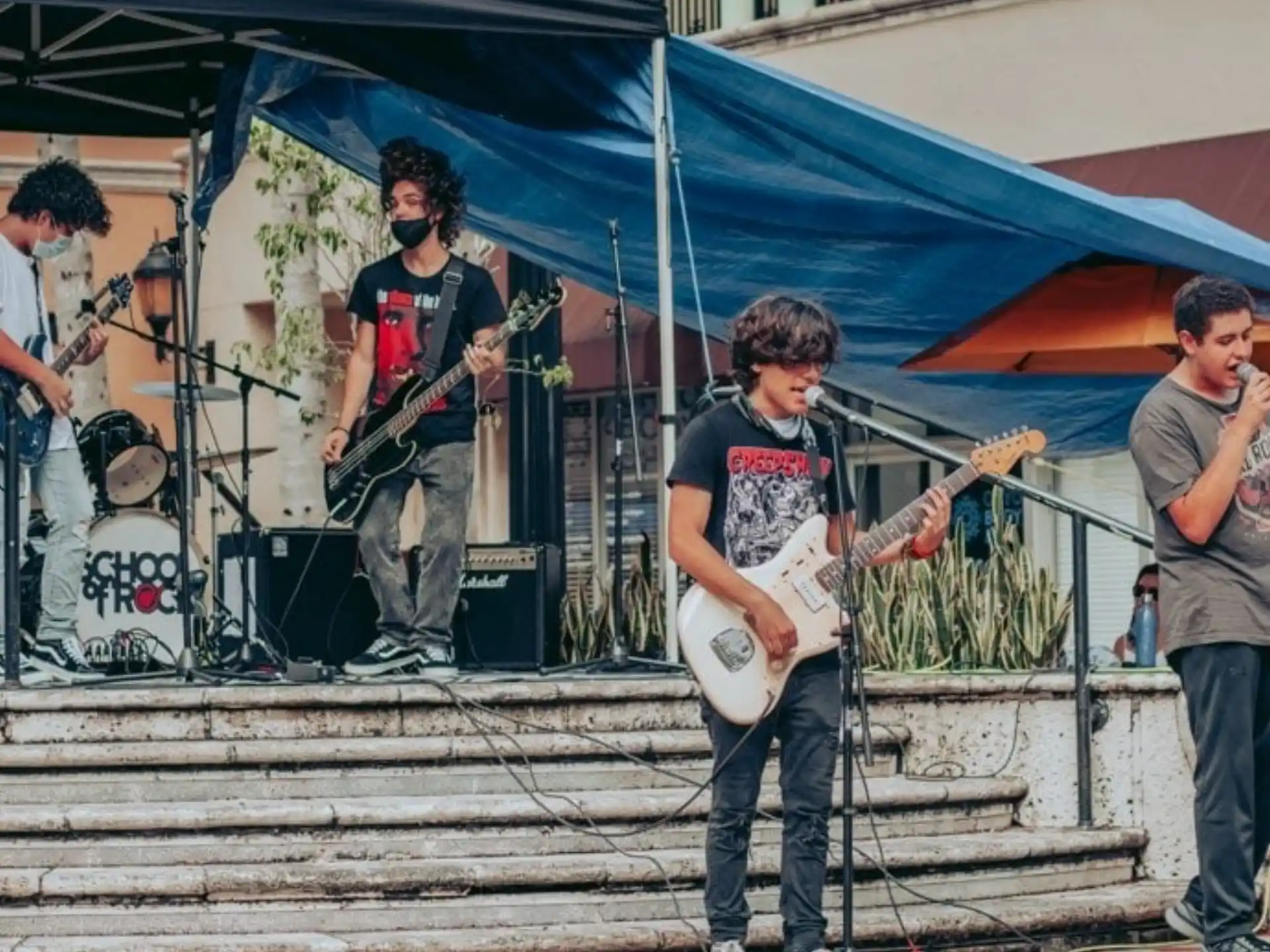 a group of people playing instruments