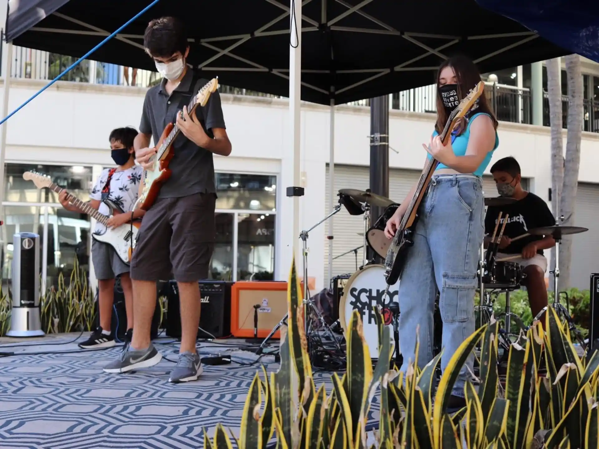 a group of people playing instruments