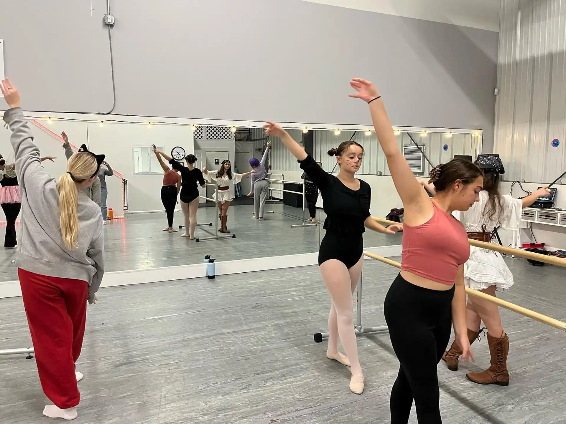 a group of people exercising