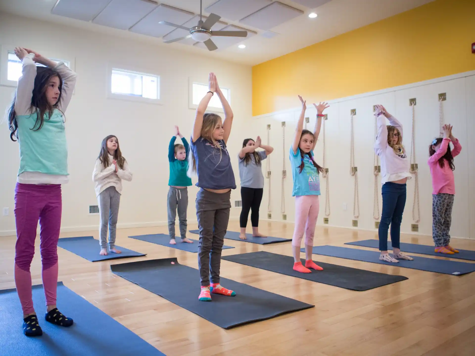 a group of people exercising
