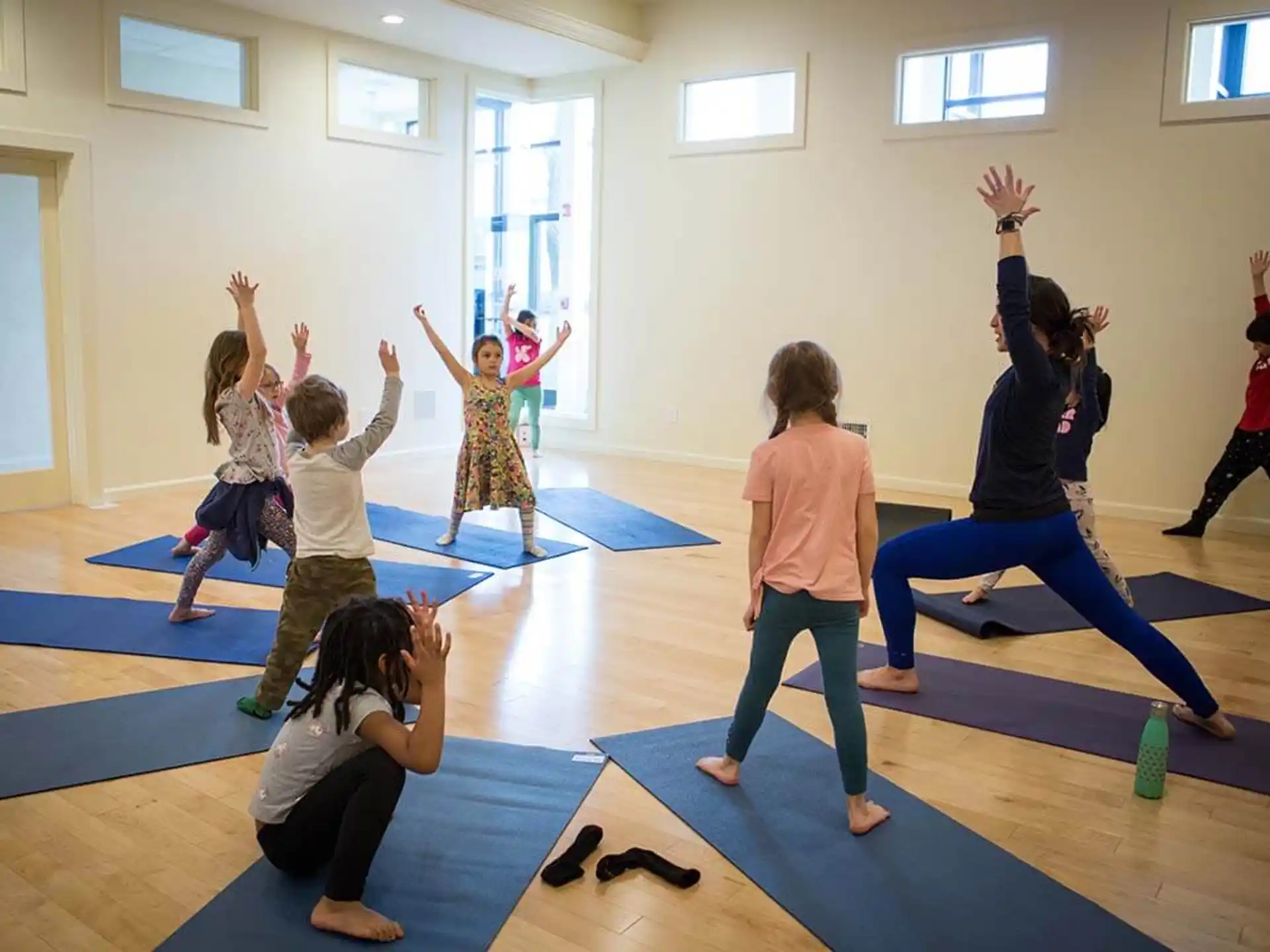 a group of people exercising