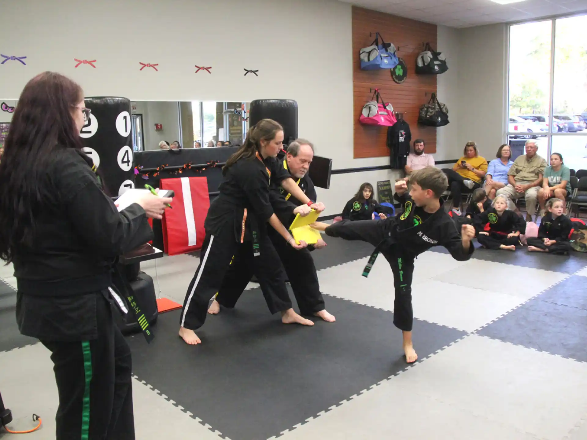 a group of people in a room