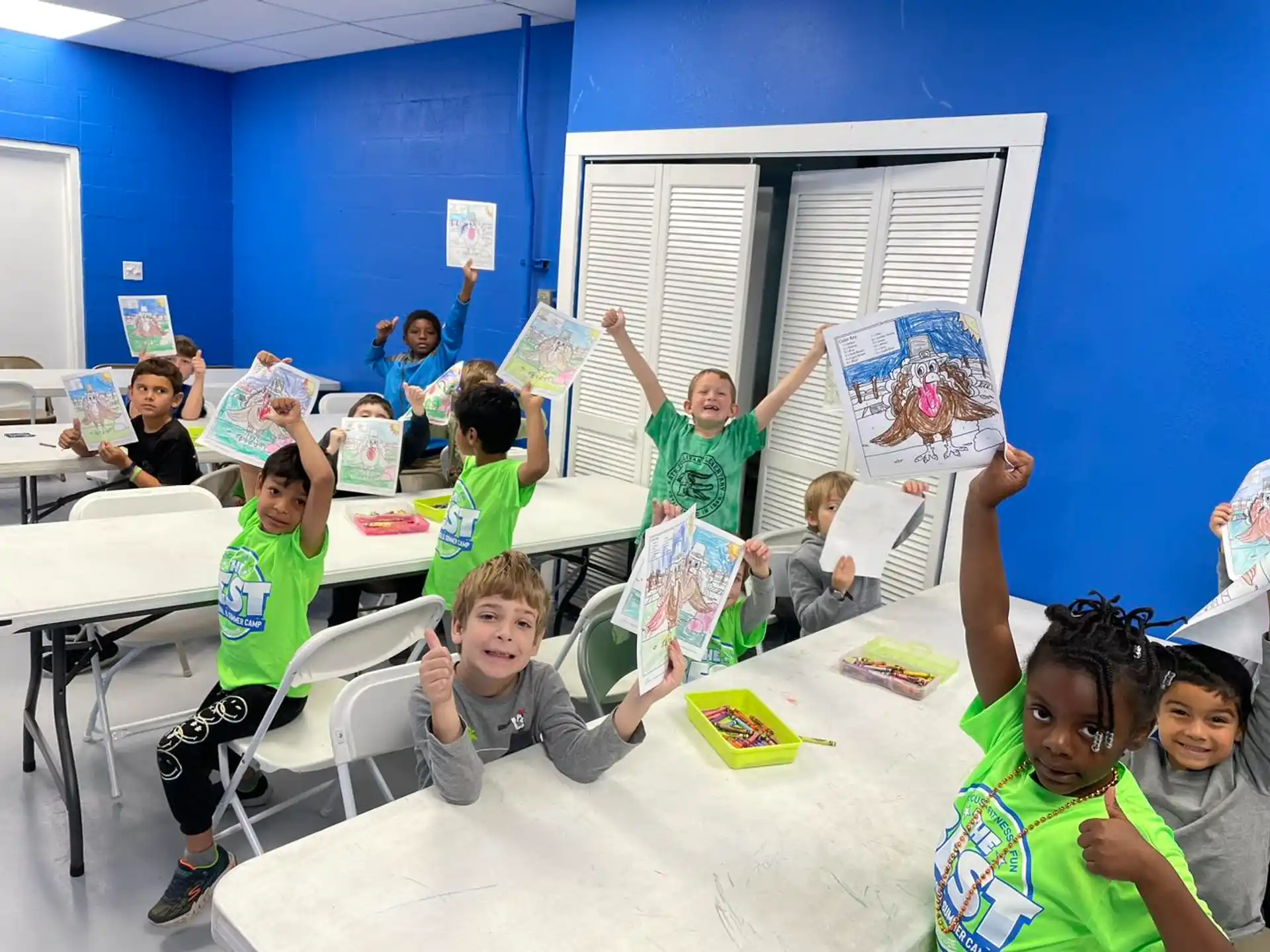 a group of children in a classroom