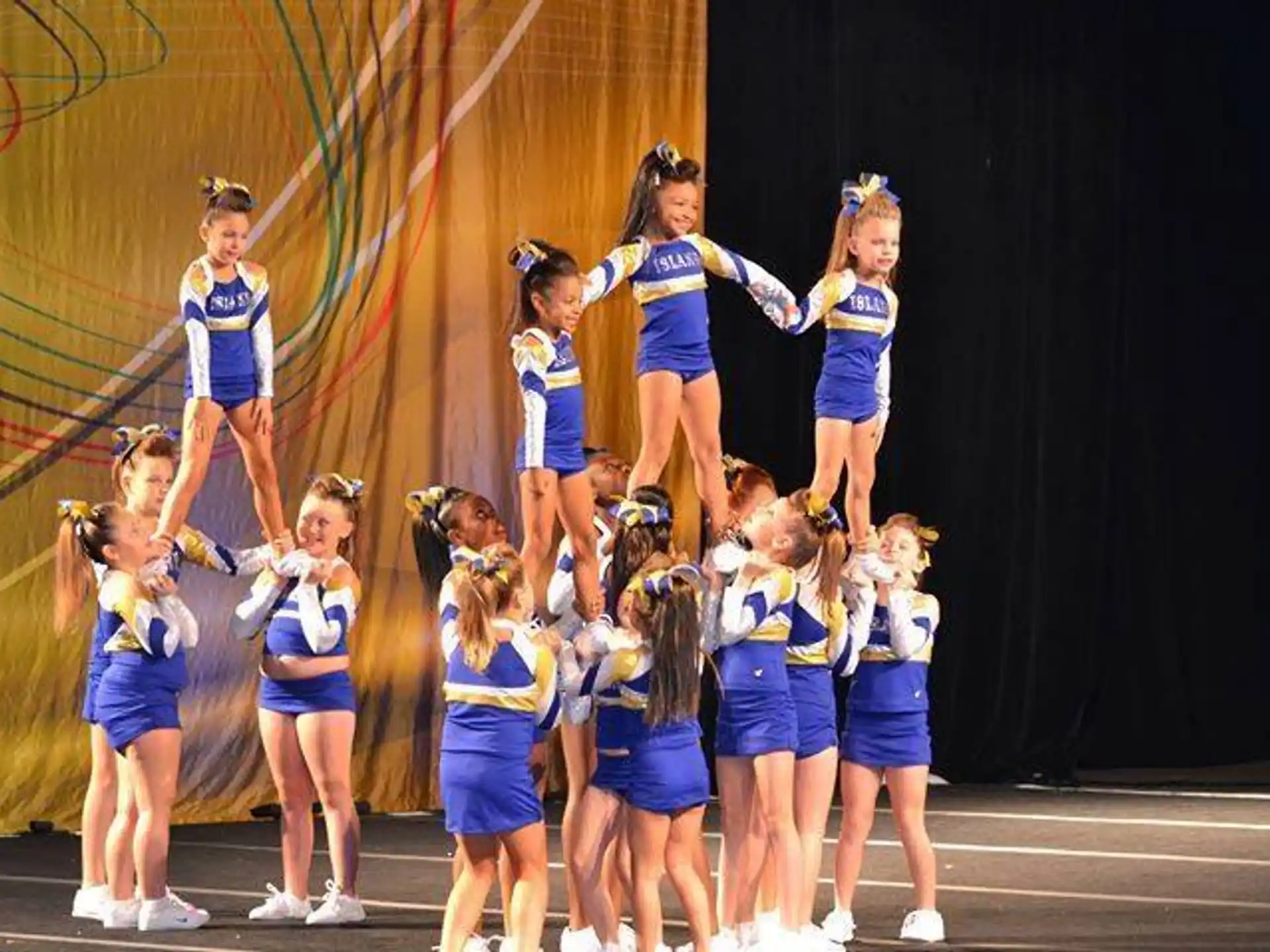 a group of cheerleaders performing
