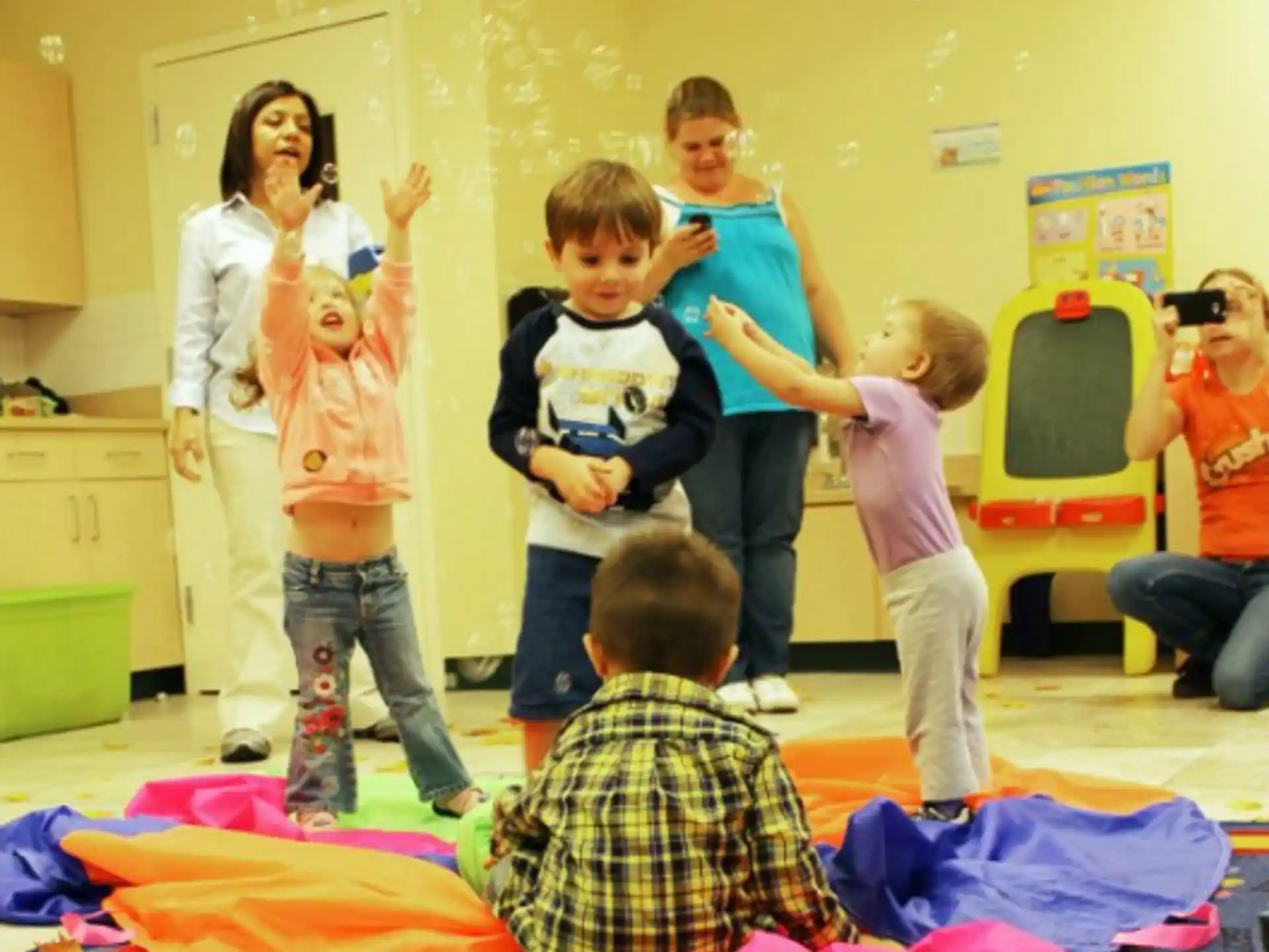 a group of children in a classroom