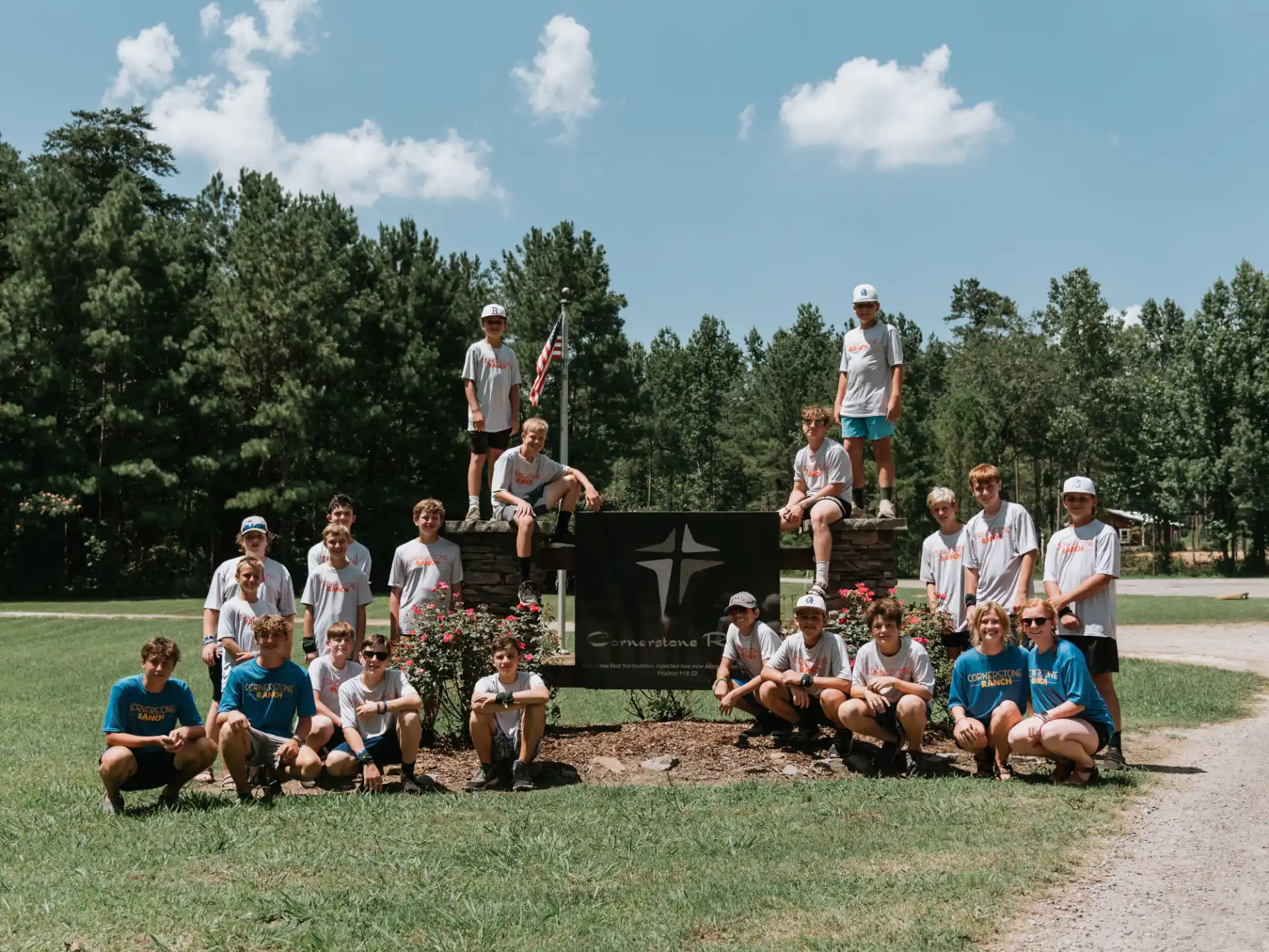 a group of people posing for a photo