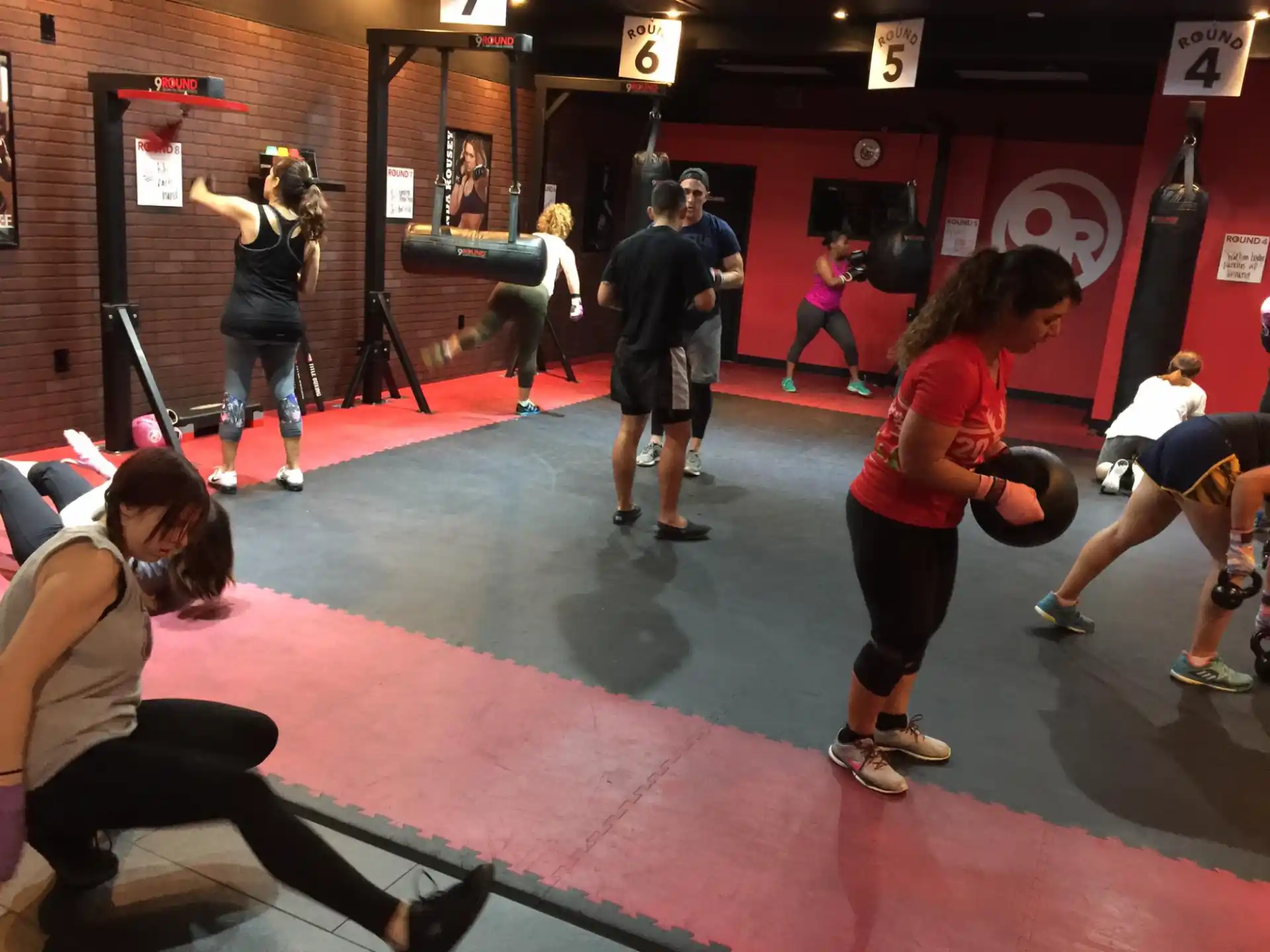a group of people in a gym