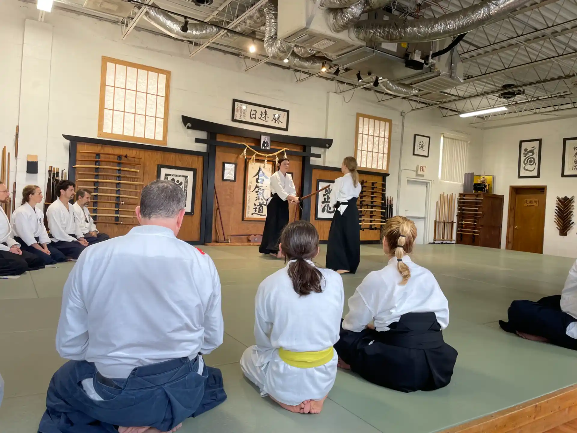 a group of people sitting in a room