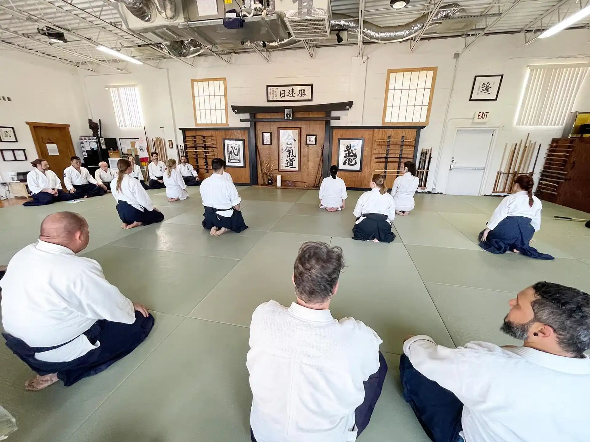 a group of people sitting in a room