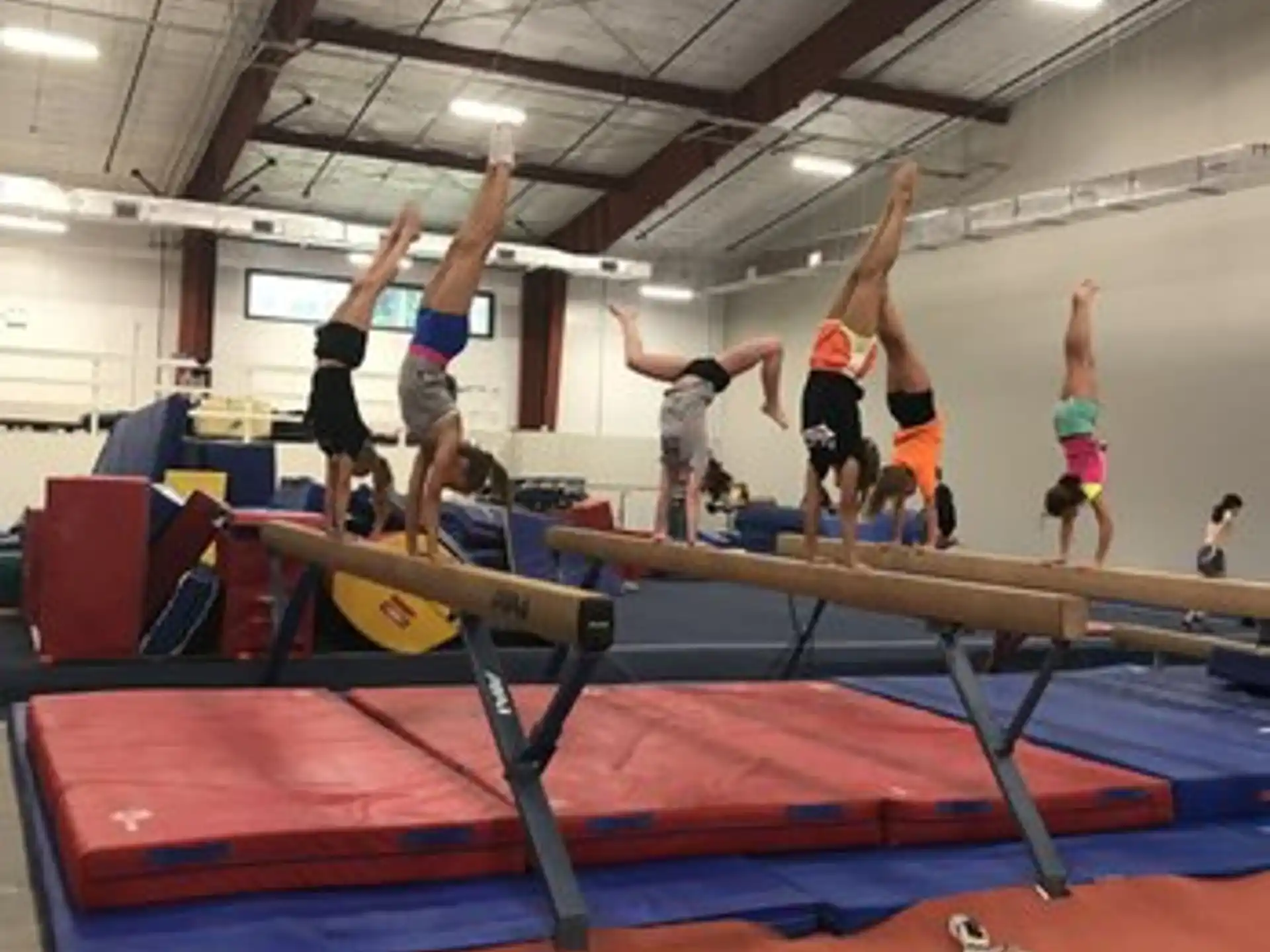a group of people doing gymnastics