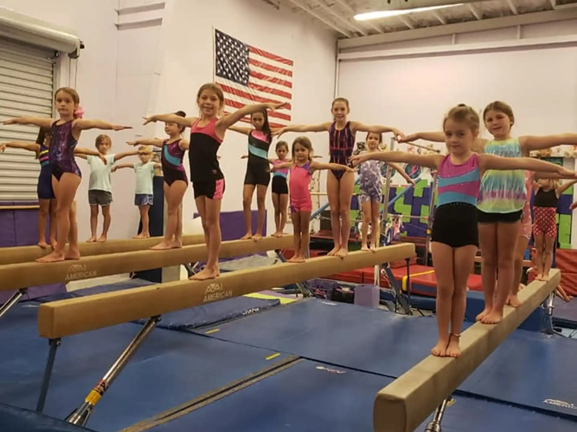 a group of girls in a gym
