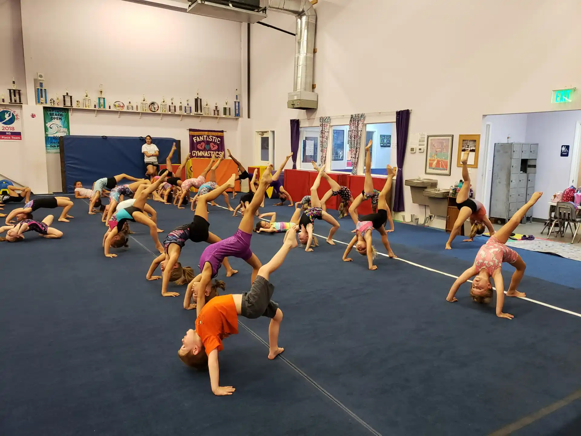 a group of people exercising