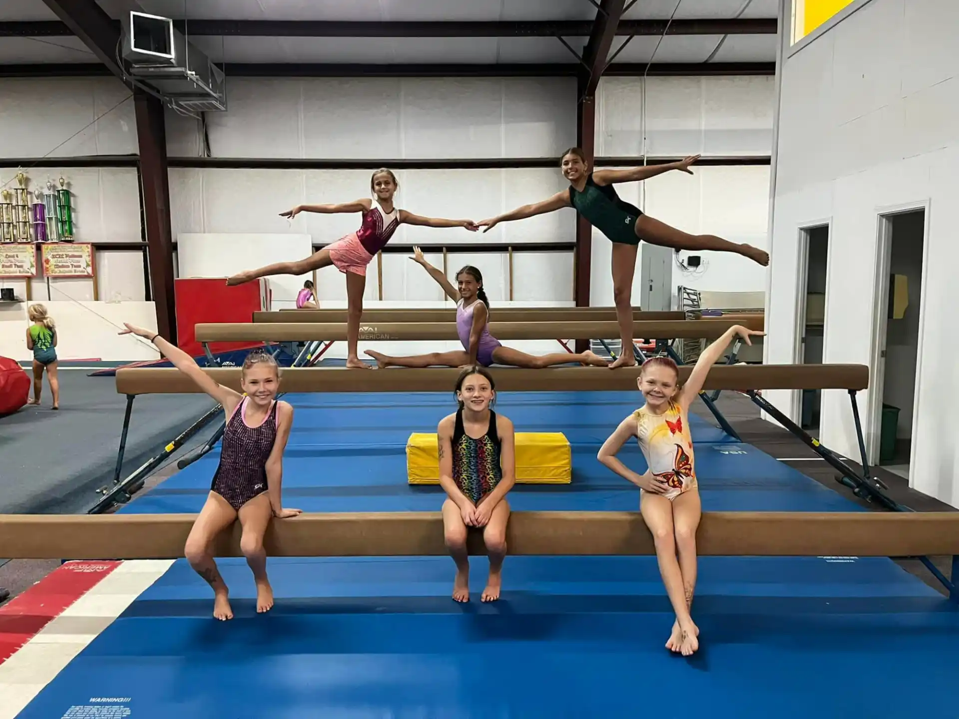 a group of women jumping in a swimming pool