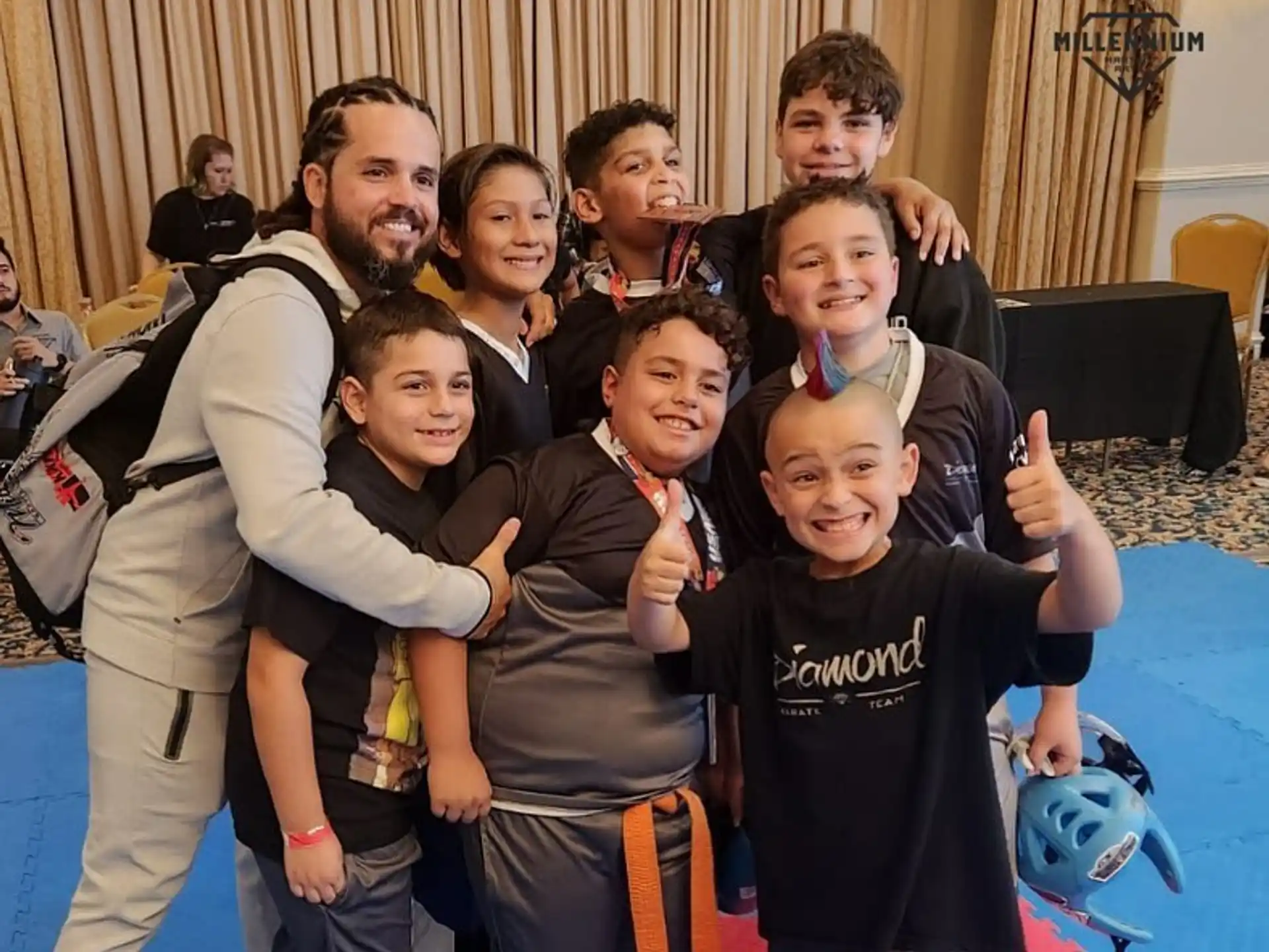 a group of people posing for a photo