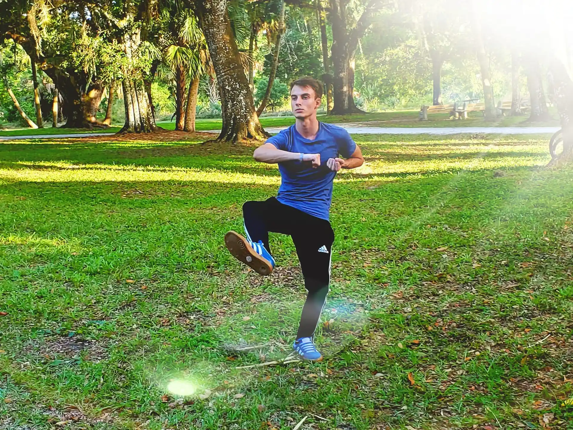 a person running in a park